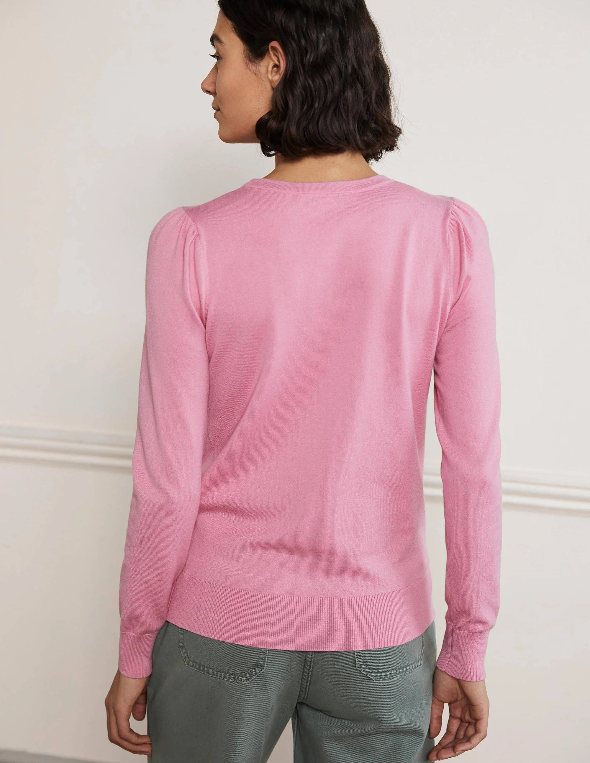 Cotton Crew Neck Sweater-Posy Pink - Image 3