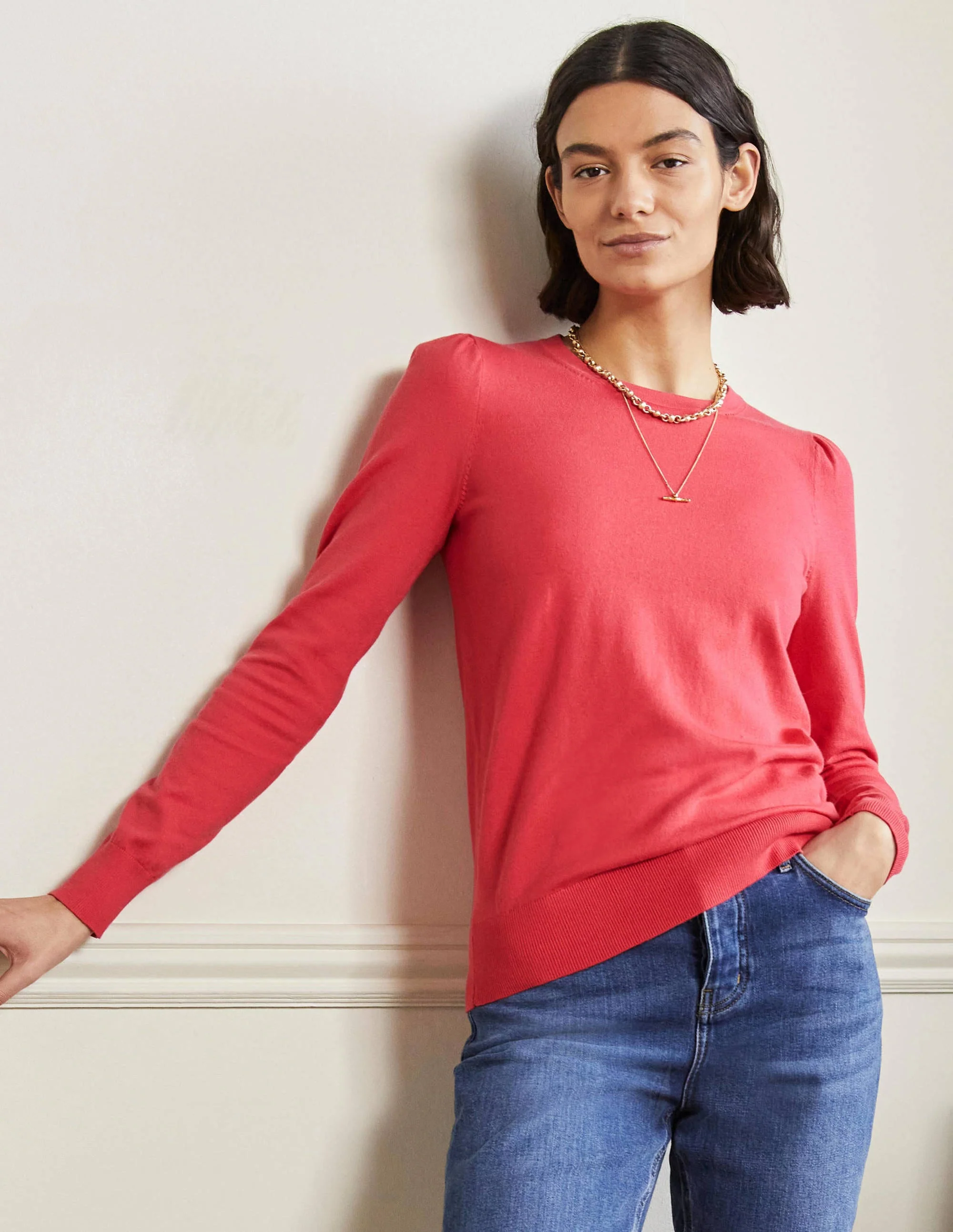 Cotton Crew Neck Sweater-Radish