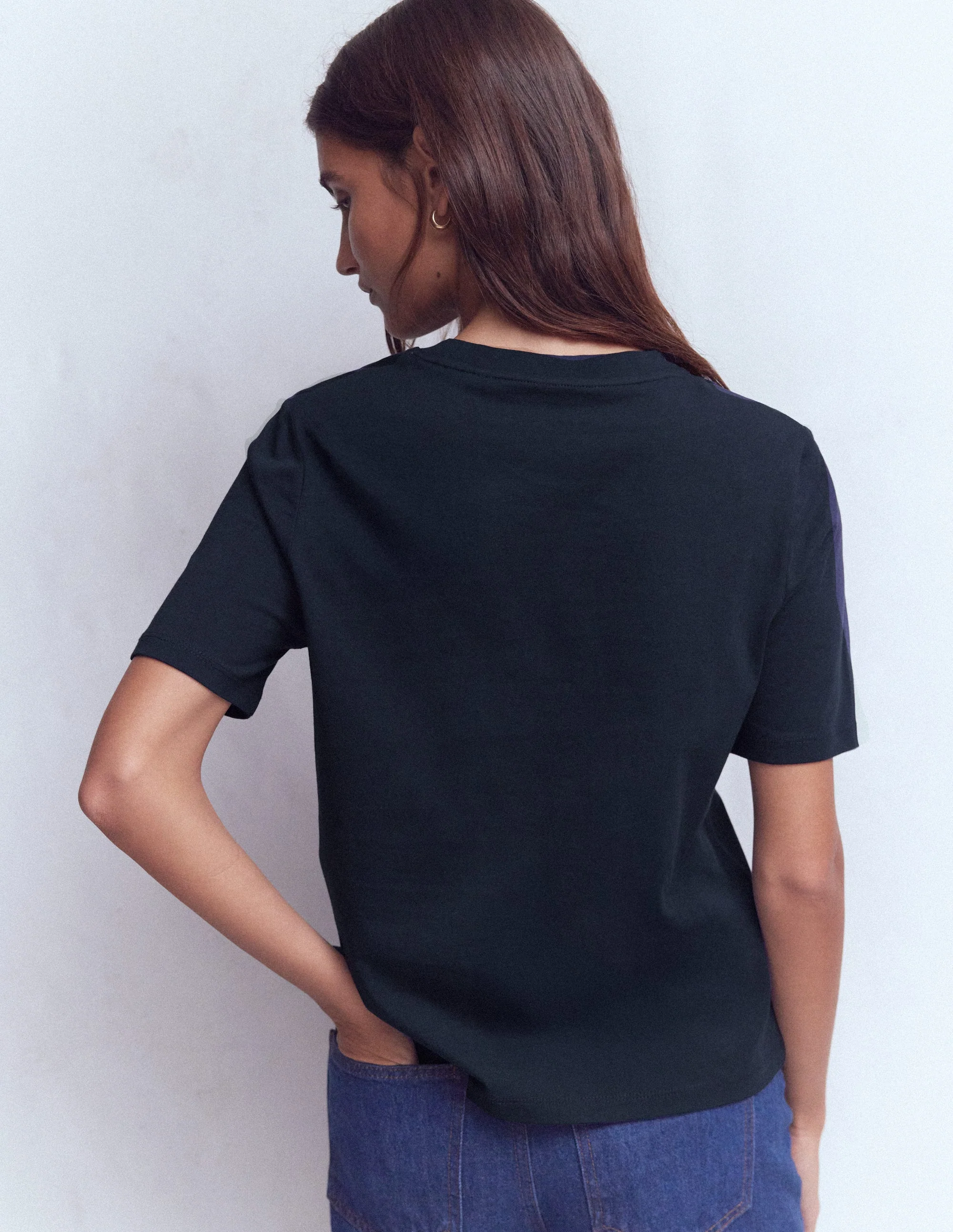 Cotton Crew Neck T-shirt-Navy - Image 3