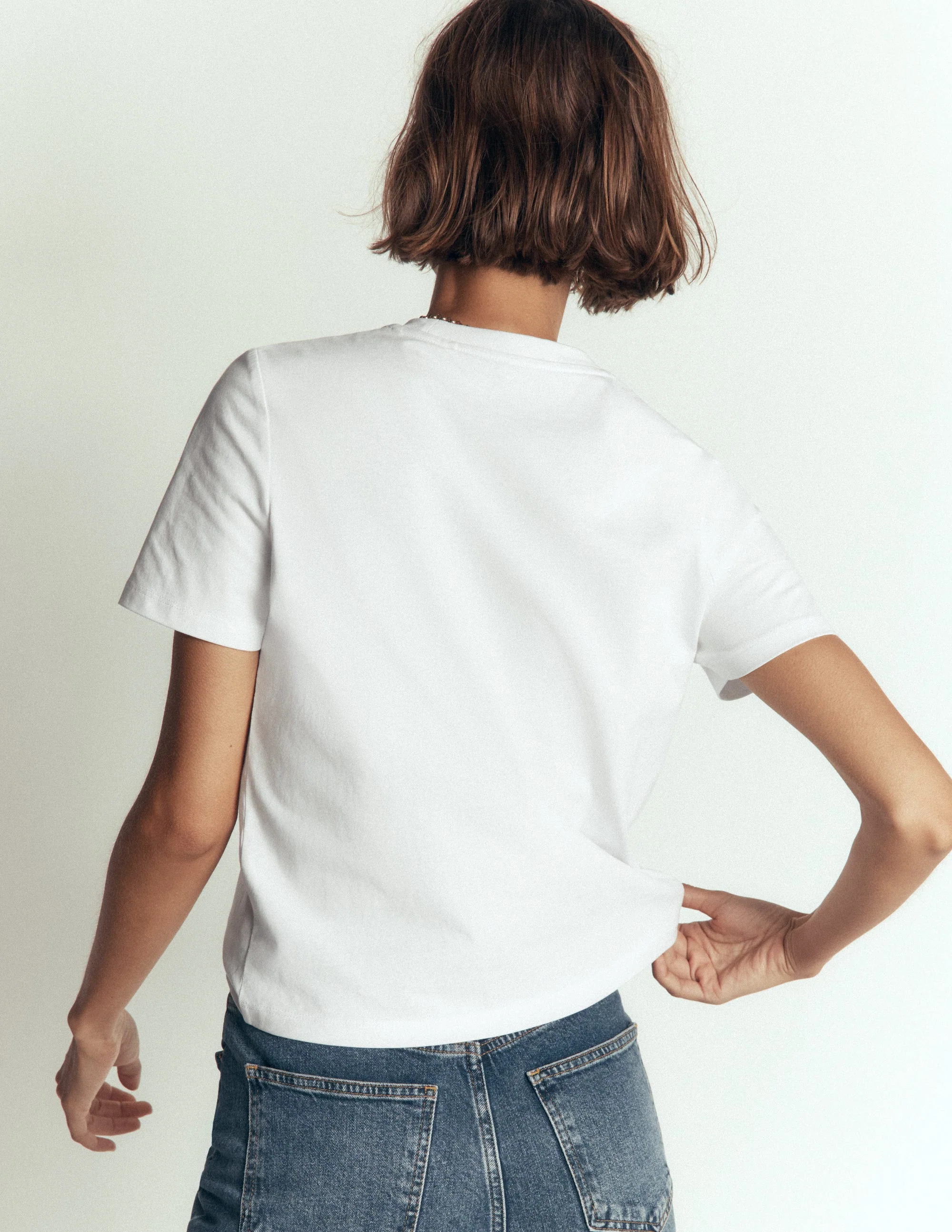 Cotton Crew Neck T-shirt-White - Image 3