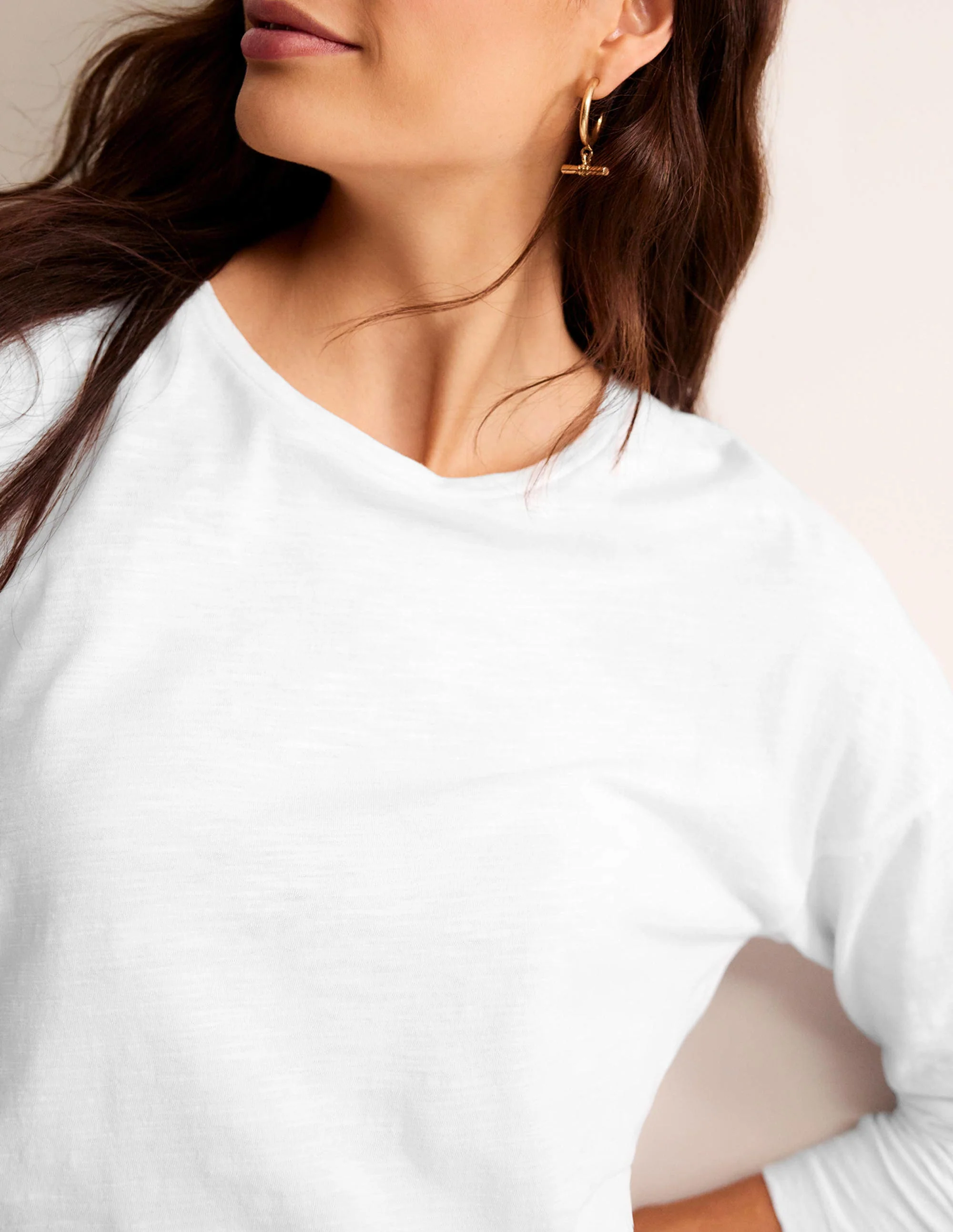 Cotton Dropped Shoulder Top-White - Image 2