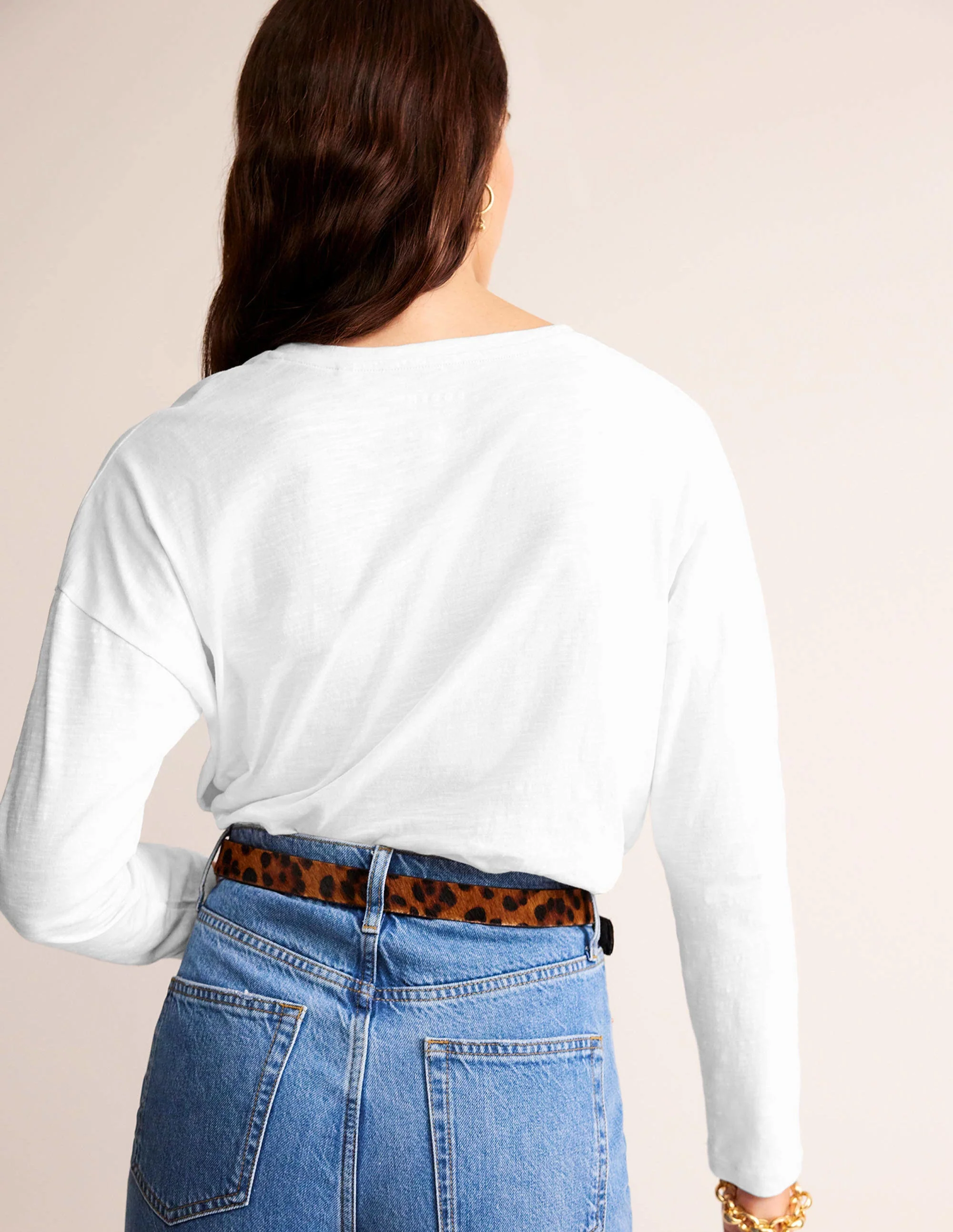 Cotton Dropped Shoulder Top-White - Image 3