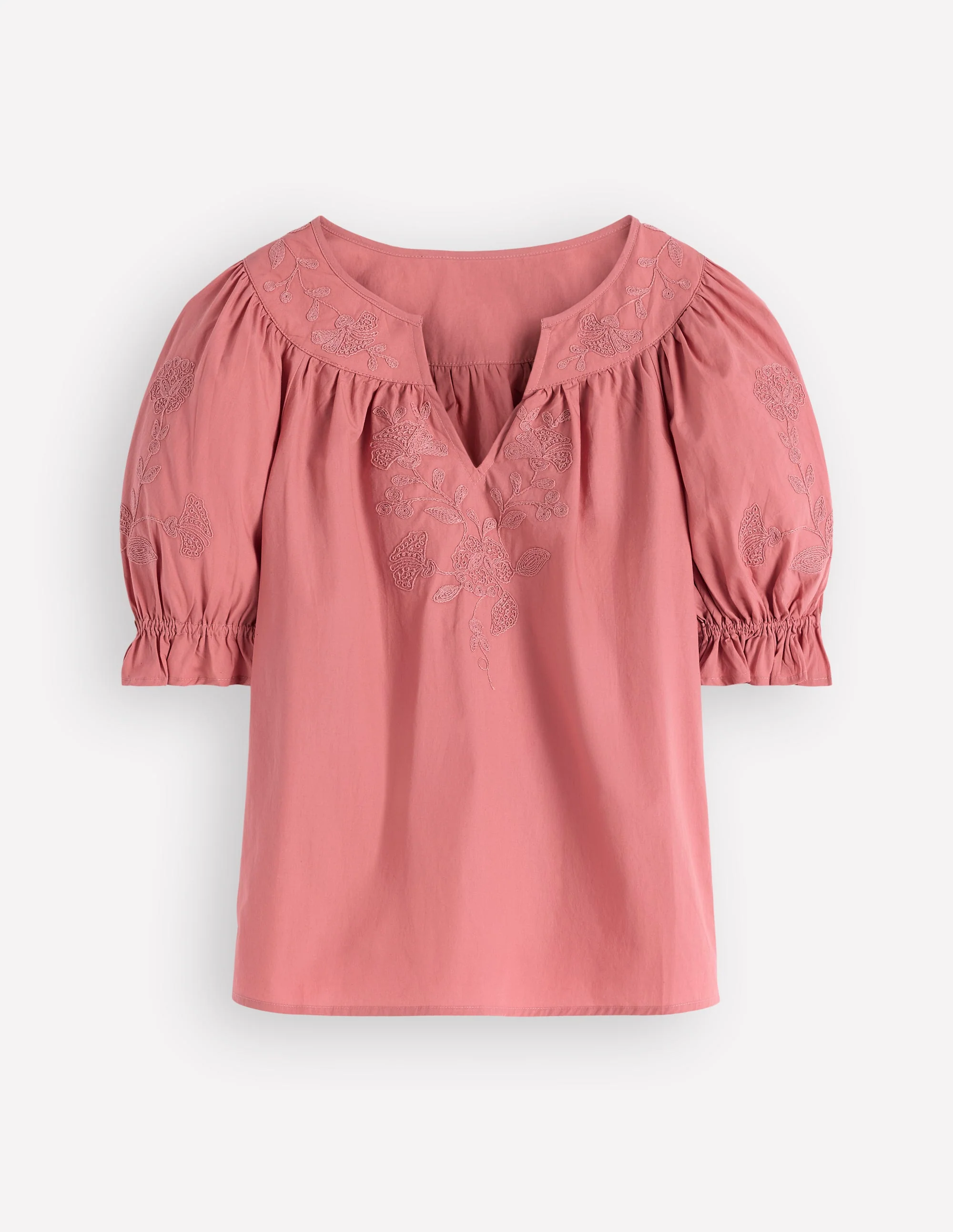 Cotton Embroidered Yoke Top-Vintage Rose Embroidered - Image 7