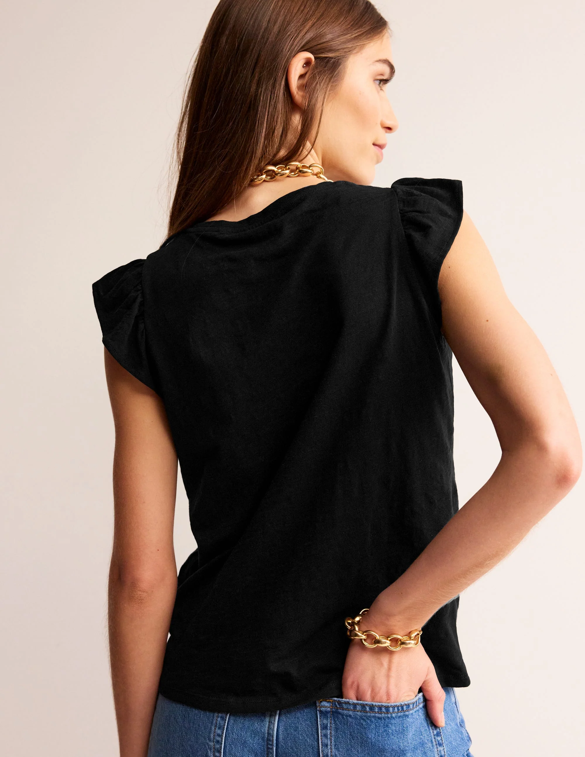 Cotton Flutter Top-Black - Image 3