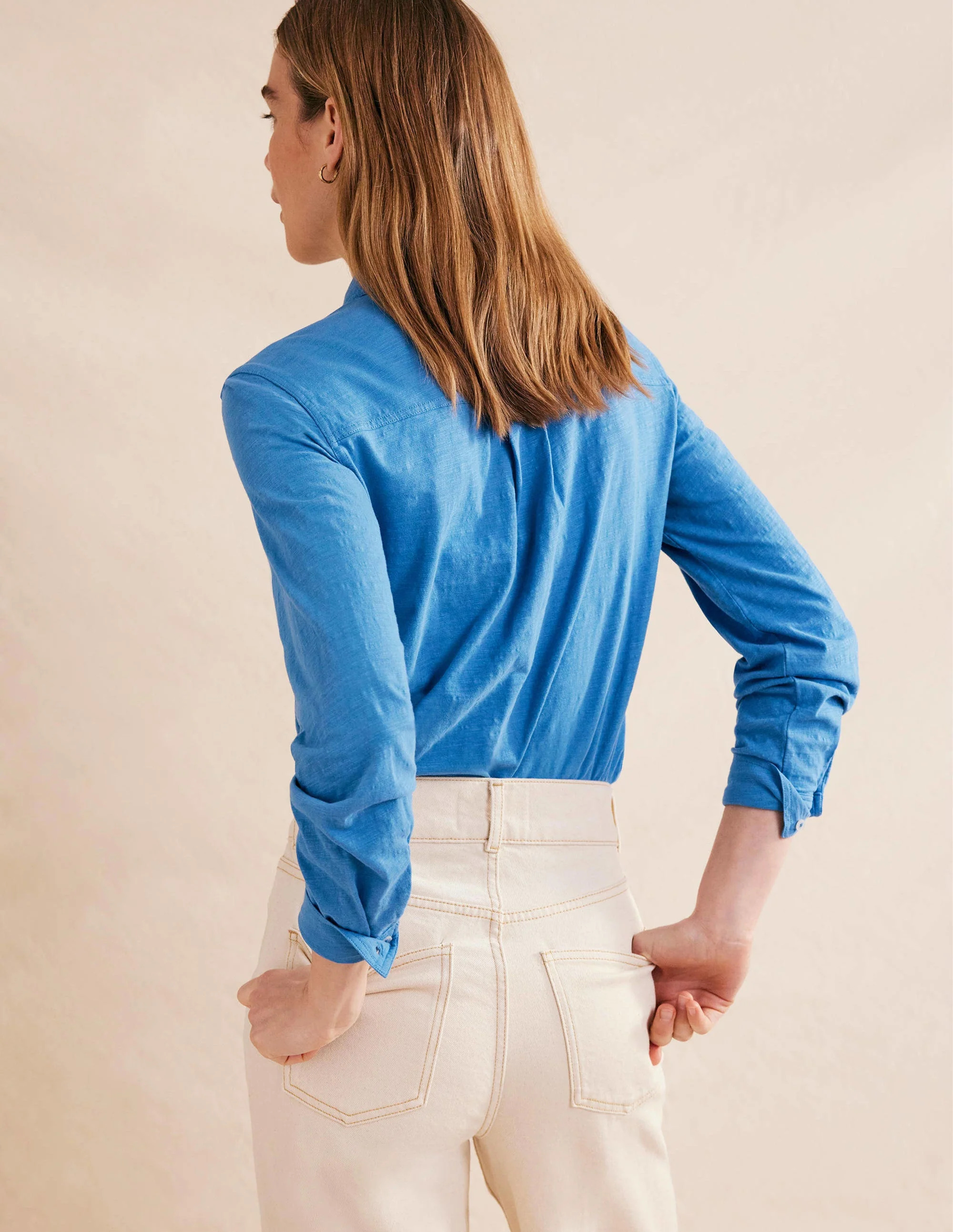 Cotton Jersey Shirt-Porcelain Blue - Image 3