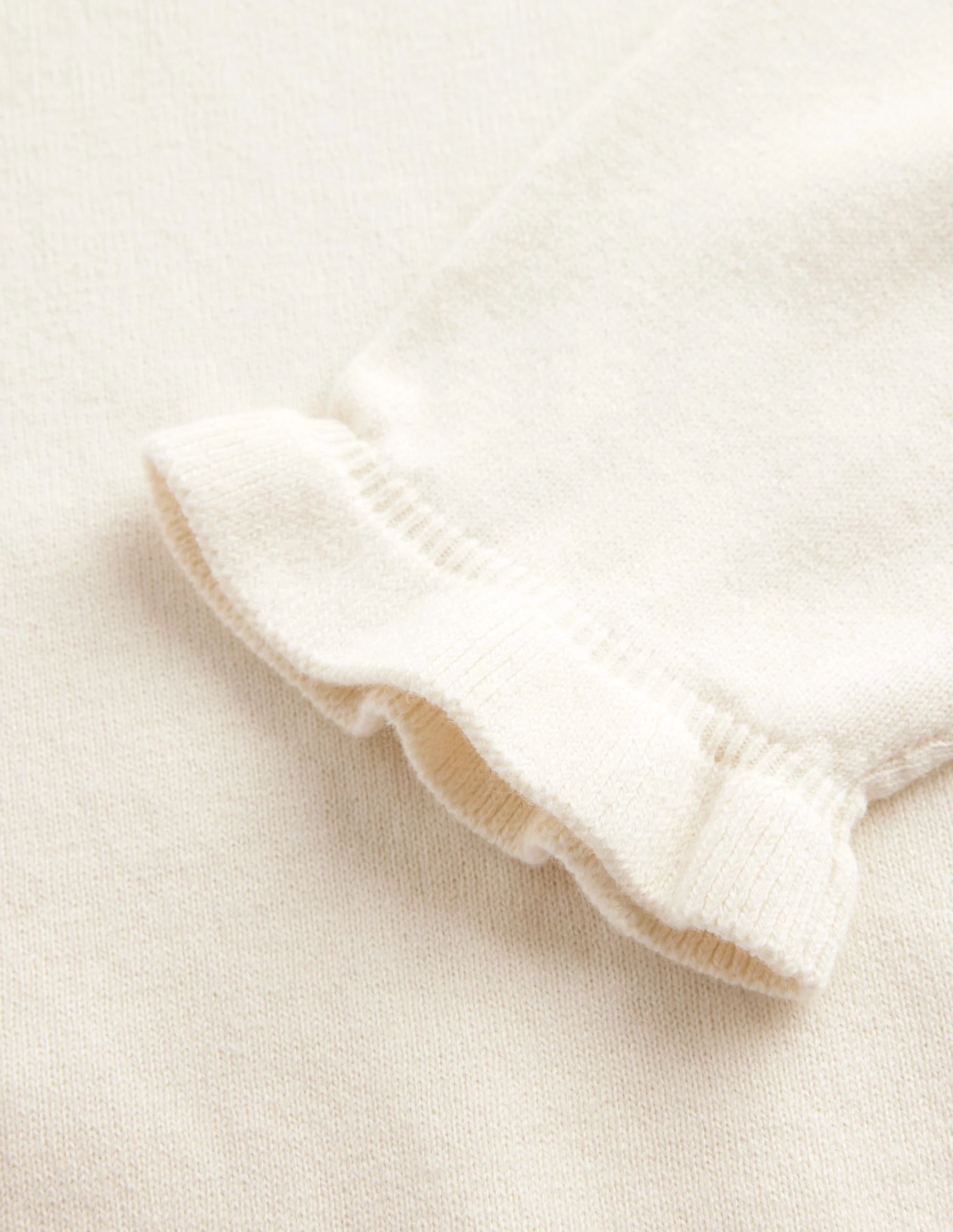 Cotton Merino Frill Sweater-Warm Ivory - Image 6