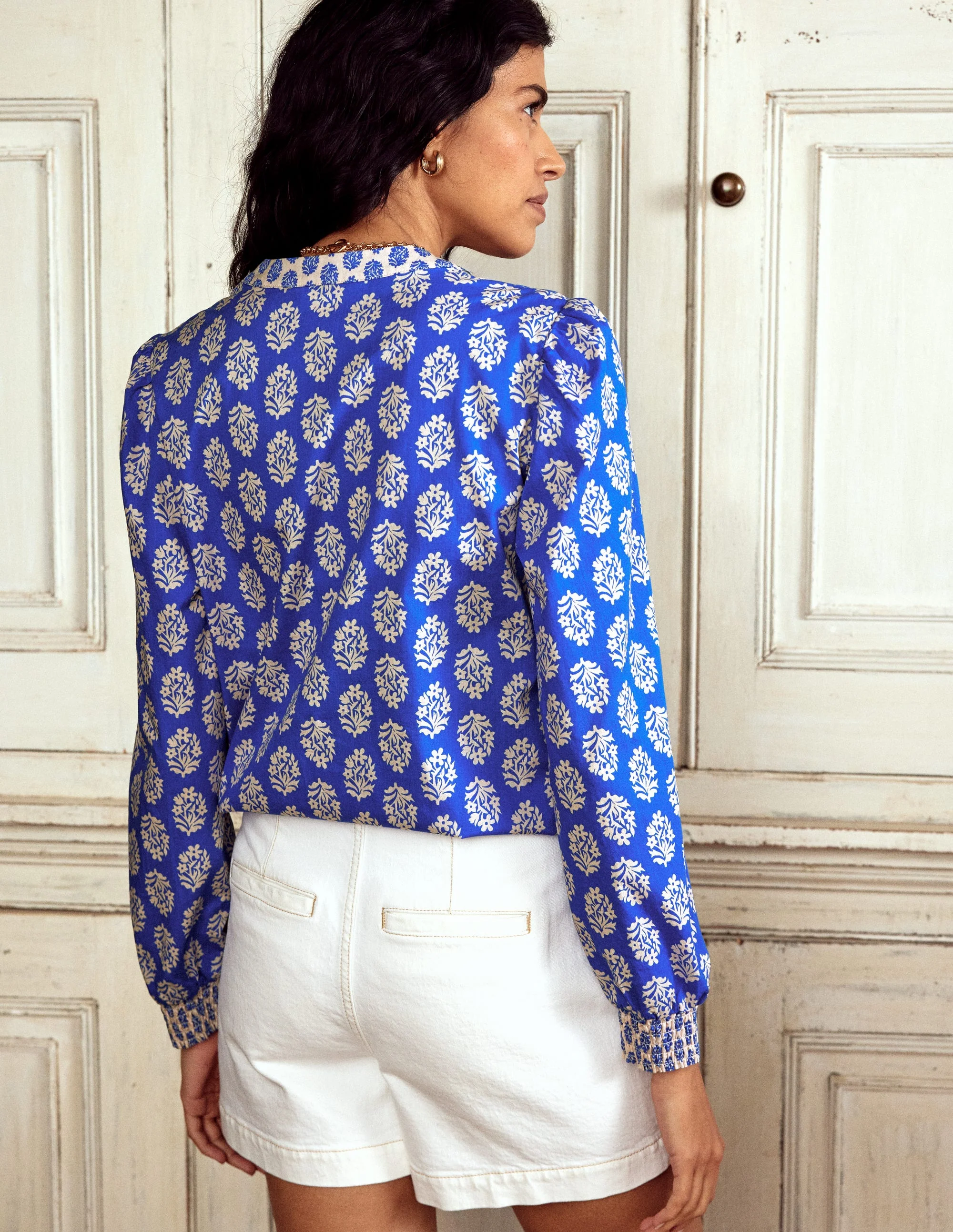 Cotton Notch Neck Top-Gallery Blue, Posey Stamp - Image 4