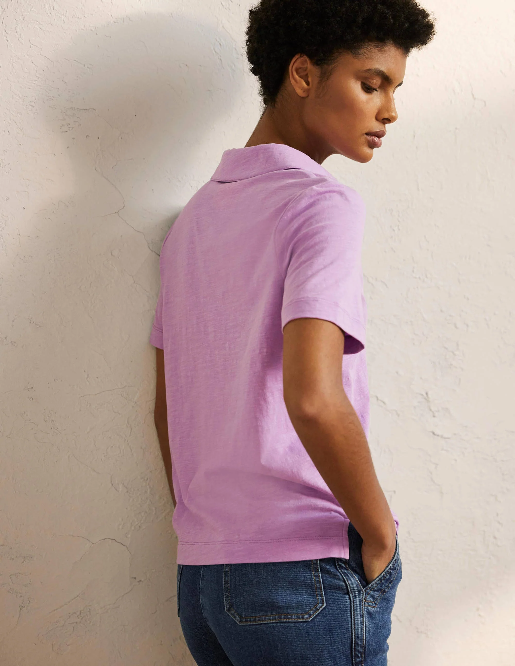 Cotton Polo Top-African Violet - Image 3