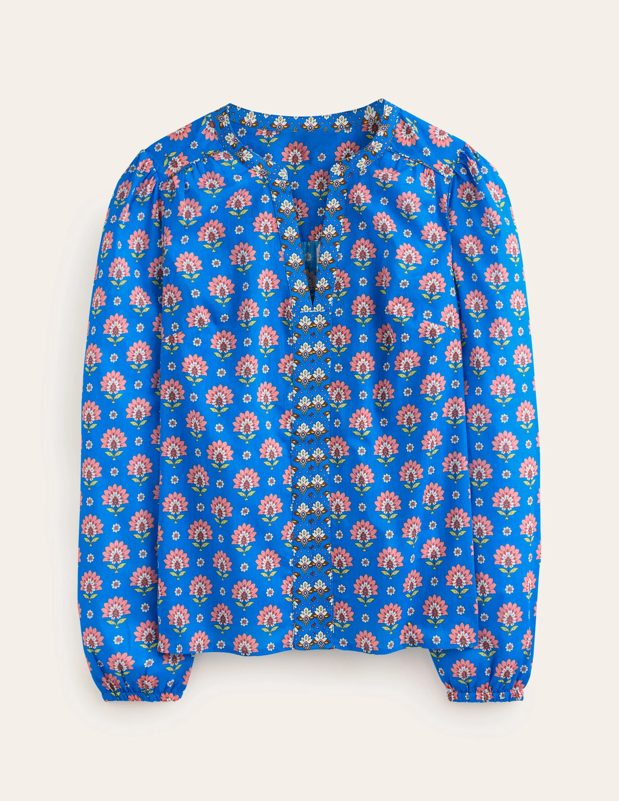 Cotton Printed Top-Cerulean Blue, Passion Geo - Image 5