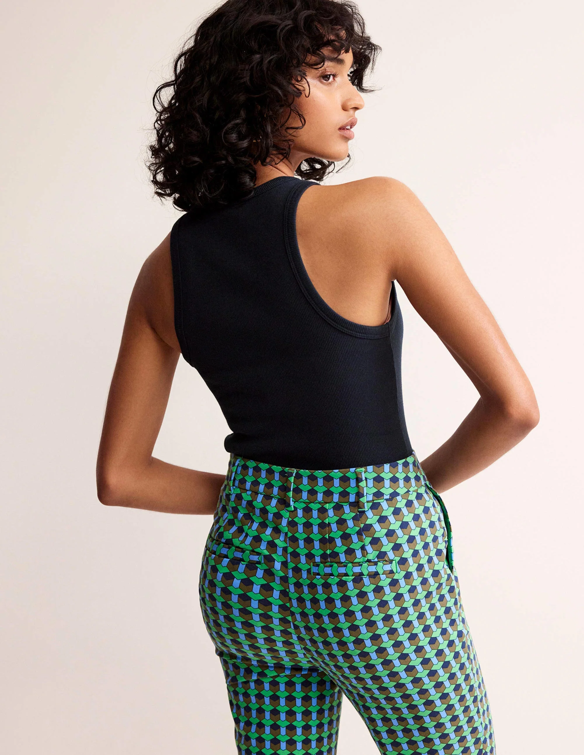 Cotton Ribbed Jersey Tank-Navy - Image 4