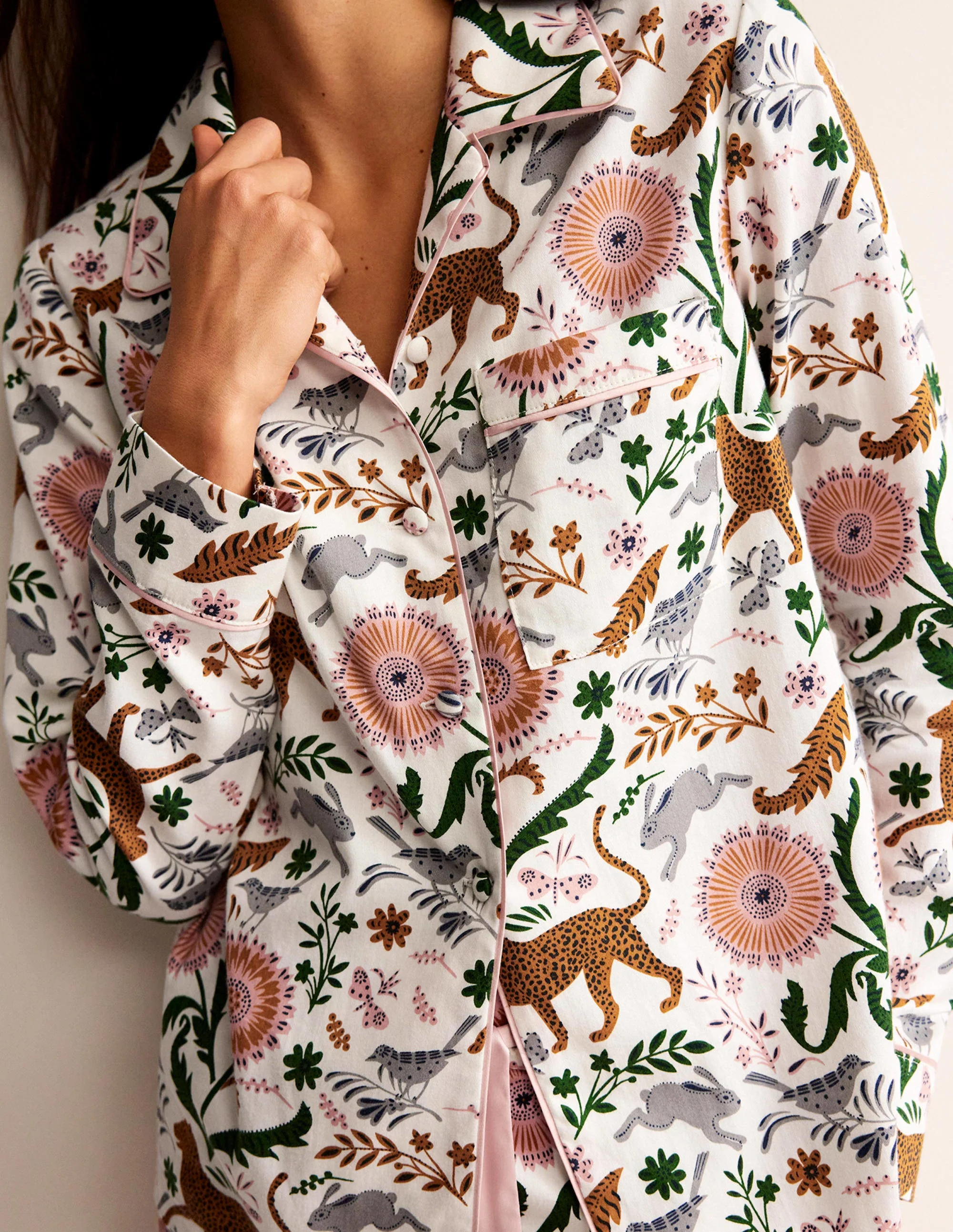 Cotton Sateen Pajama Shirt-Ivory, Janet and Friends - Image 2