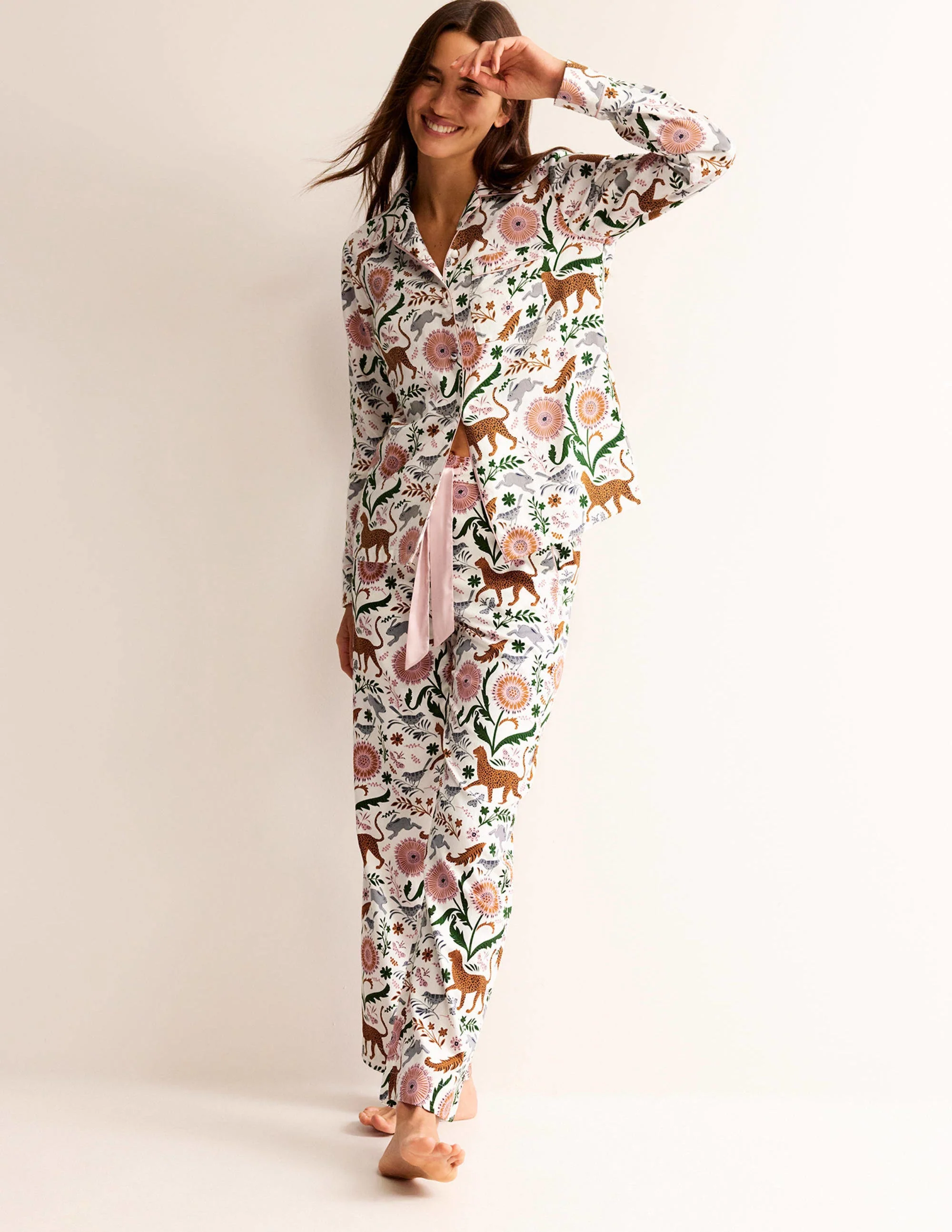 Cotton Sateen Pajama Shirt-Ivory, Janet and Friends - Image 4