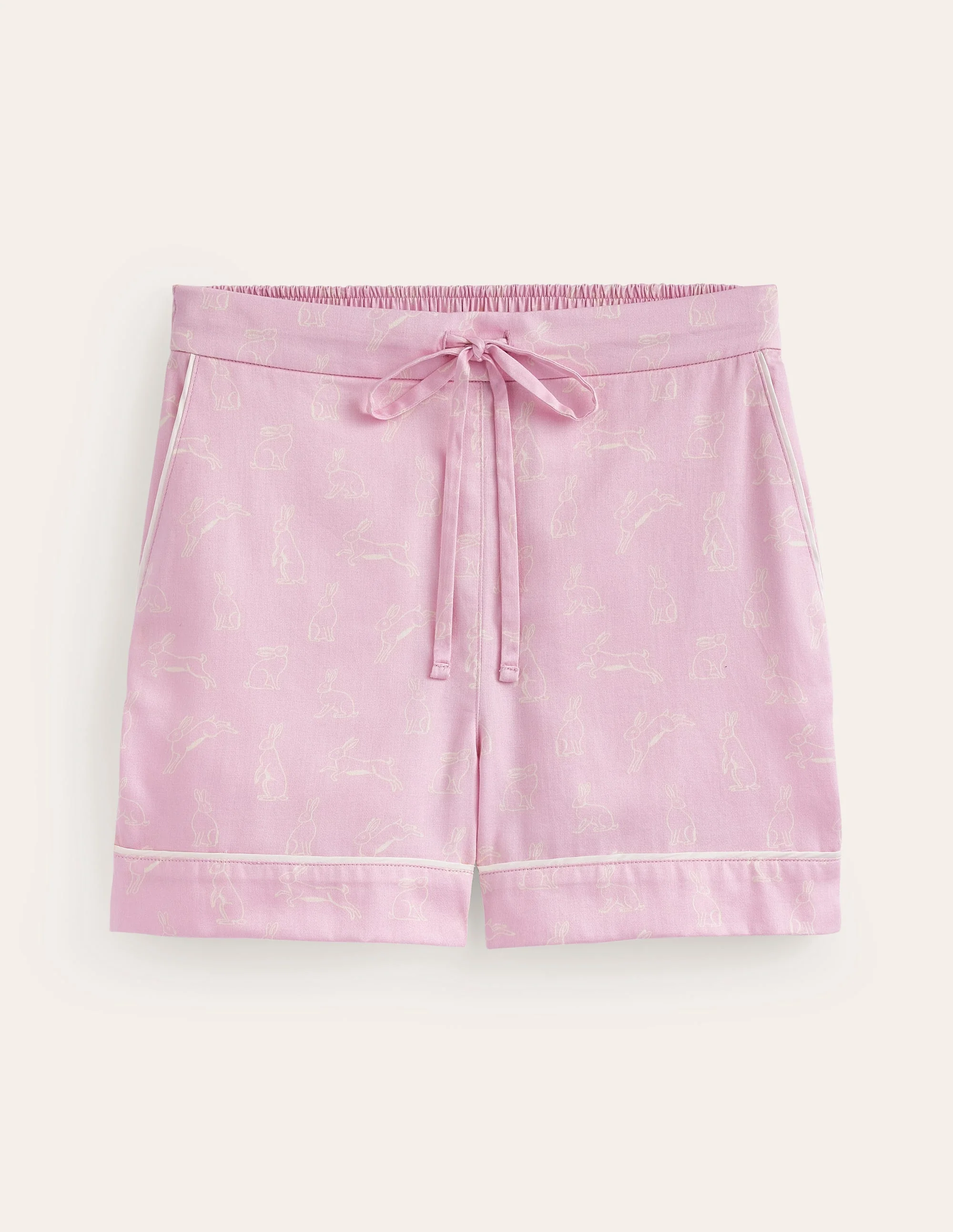 Cotton Sateen Pyjama Shorts-Pink, Bunny Hop - Image 5