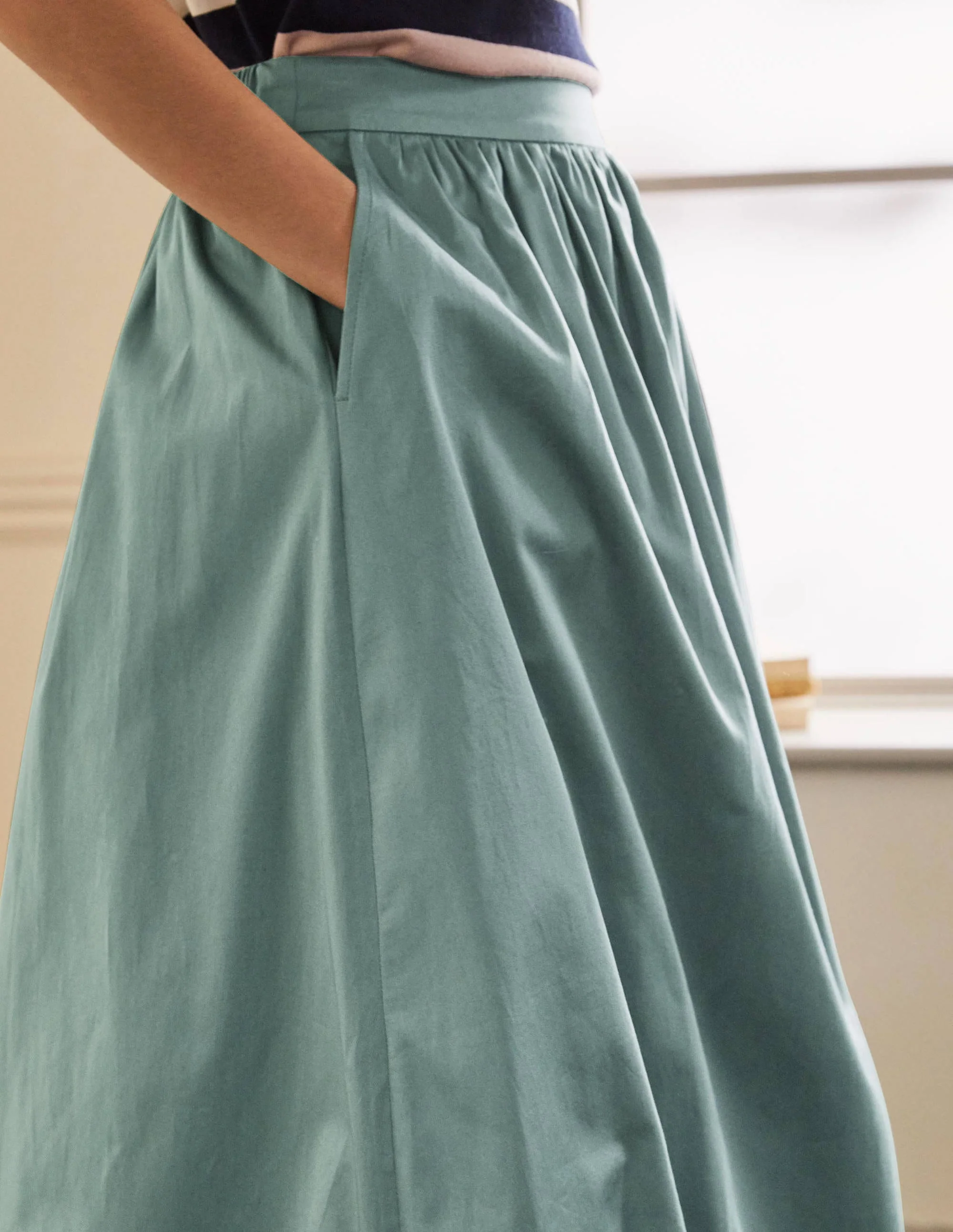 Cotton Sateen Skirt-Heath - Image 3