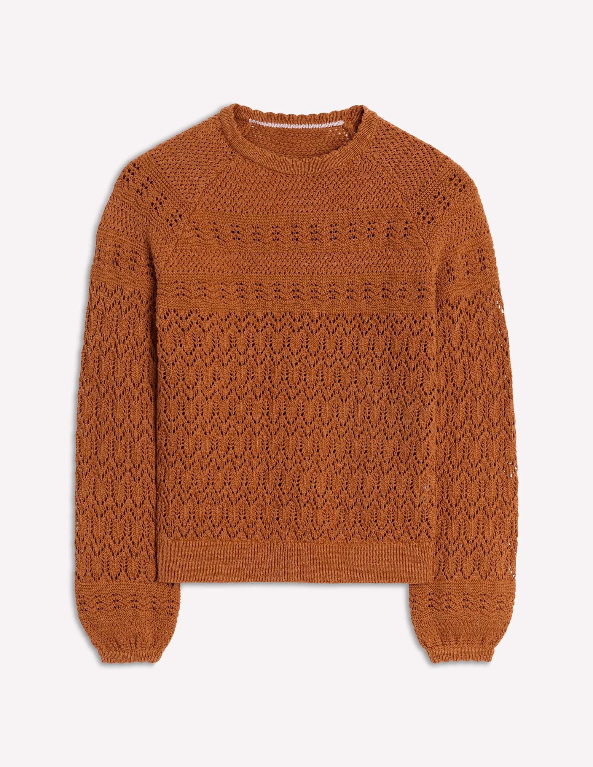 Cotton Stitch Crew Jumper-Copper Brown - Image 5
