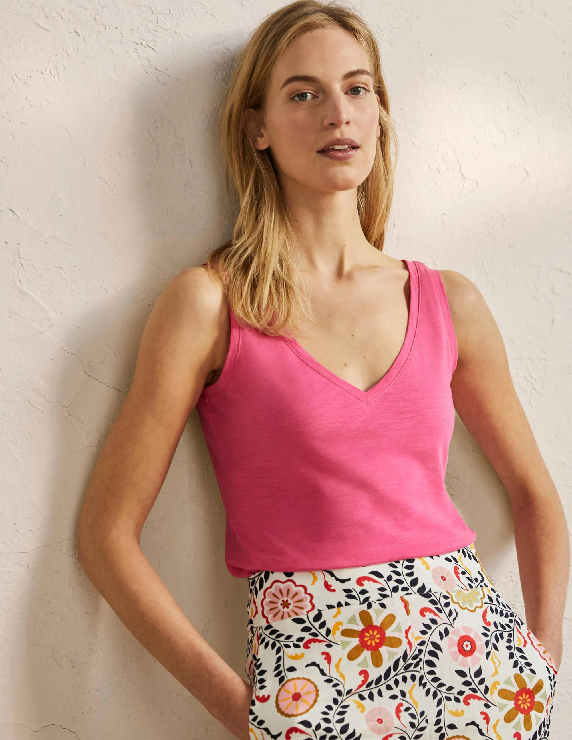 Cotton Tank Top-Festival Pink
