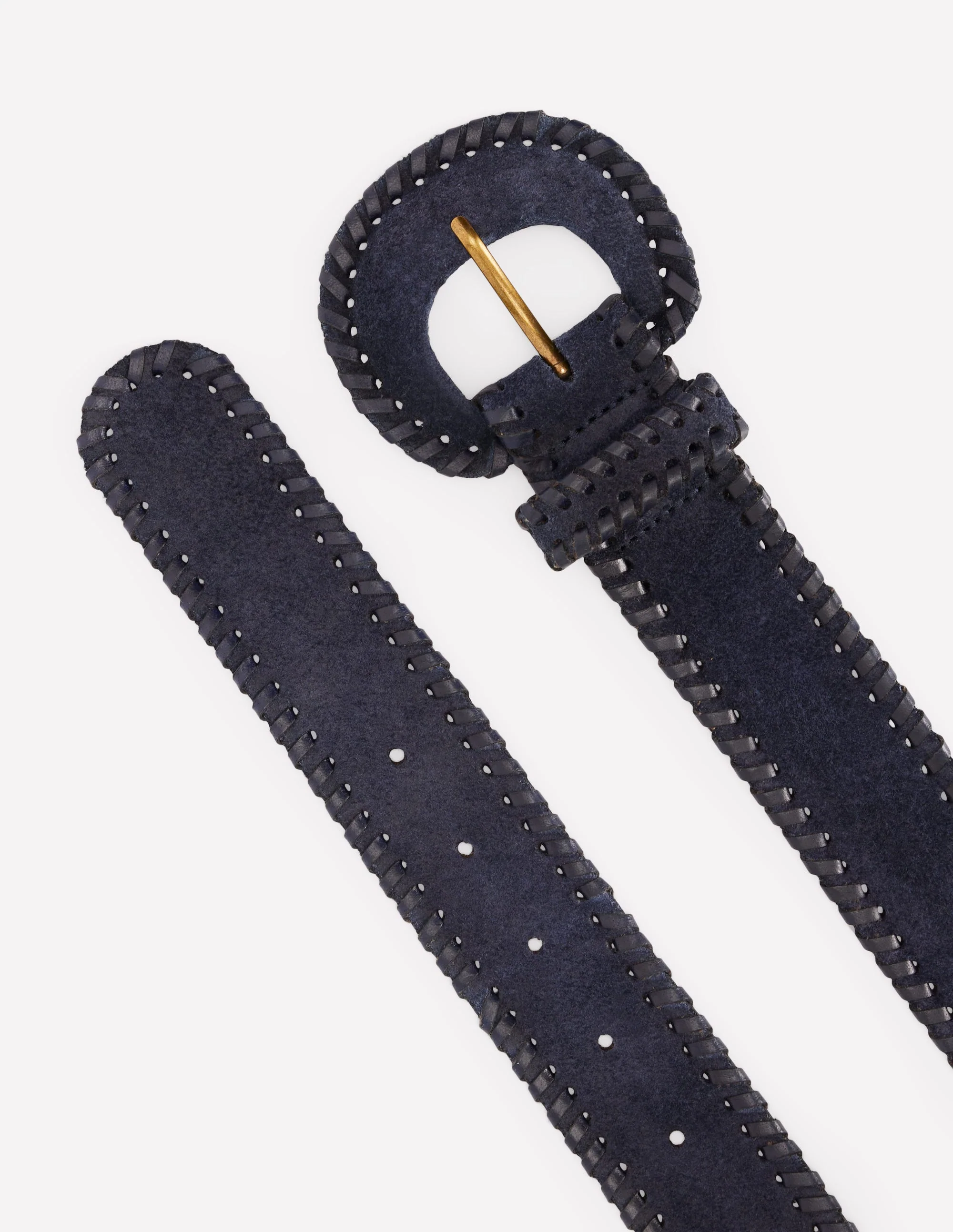 Covered Whipstitch Belt-Navy - Image 3