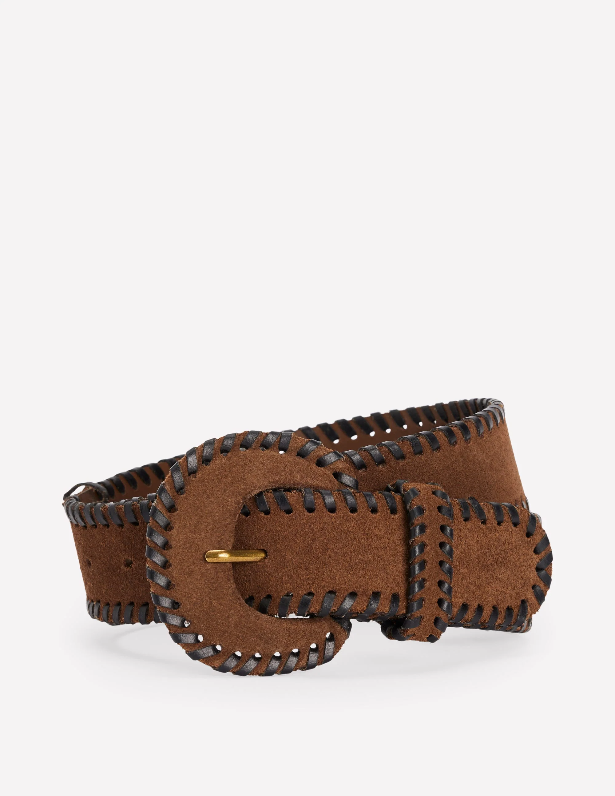 Covered Whipstitch Belt-Raw Umber/Black - Image 2