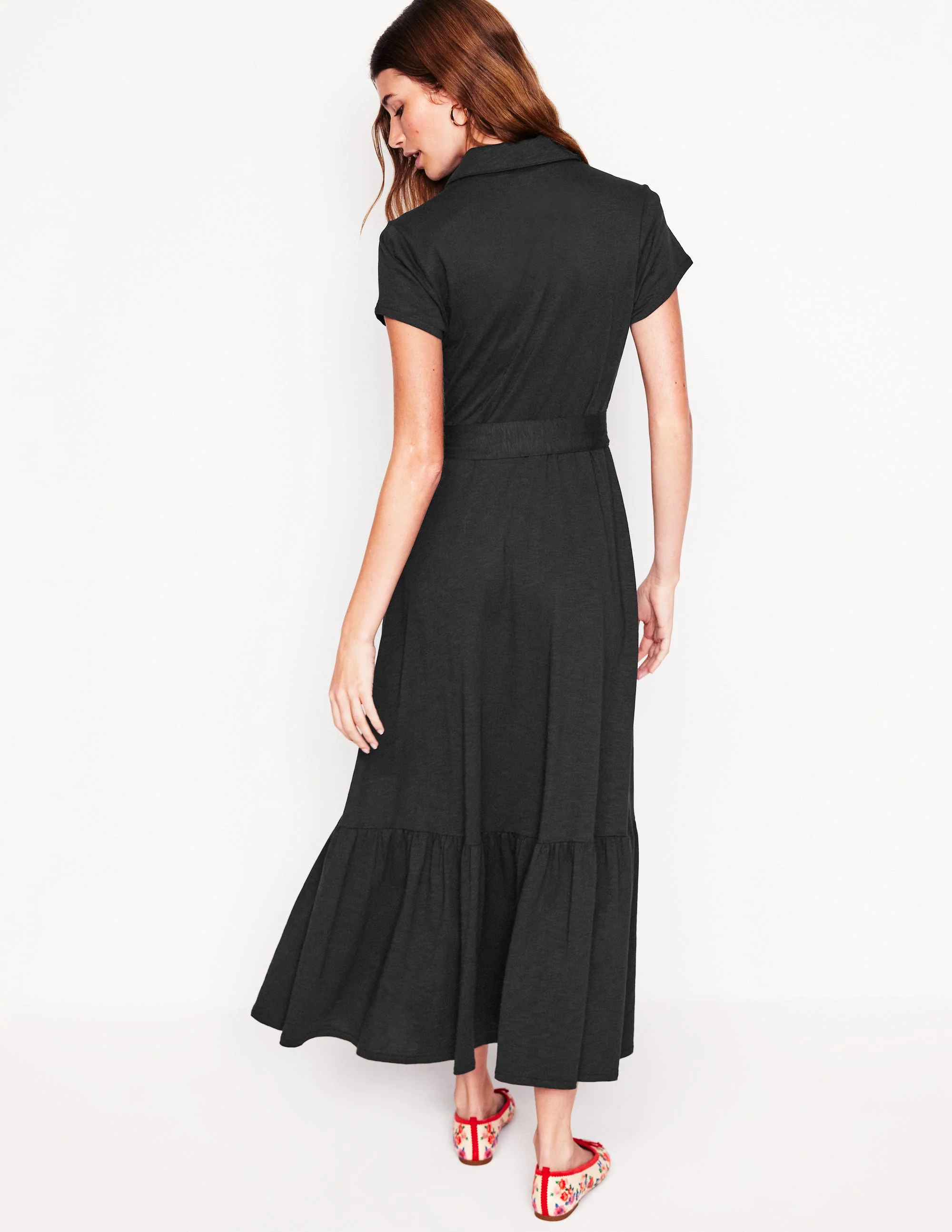Cressida Jersey Shirt Dress-Black - Image 3