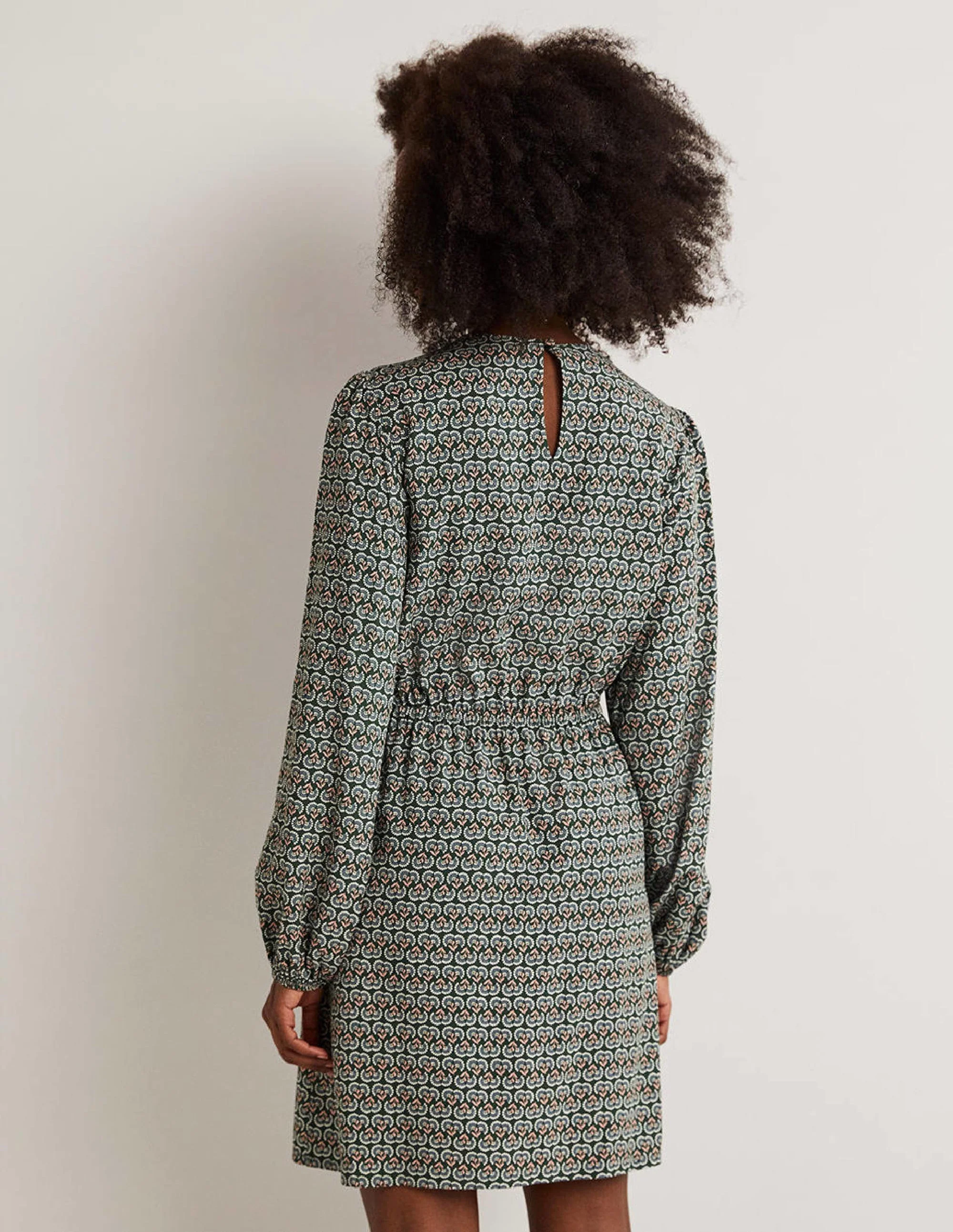 Crew Neck Dress-Hunter Green, Dandelion Pop - Image 3