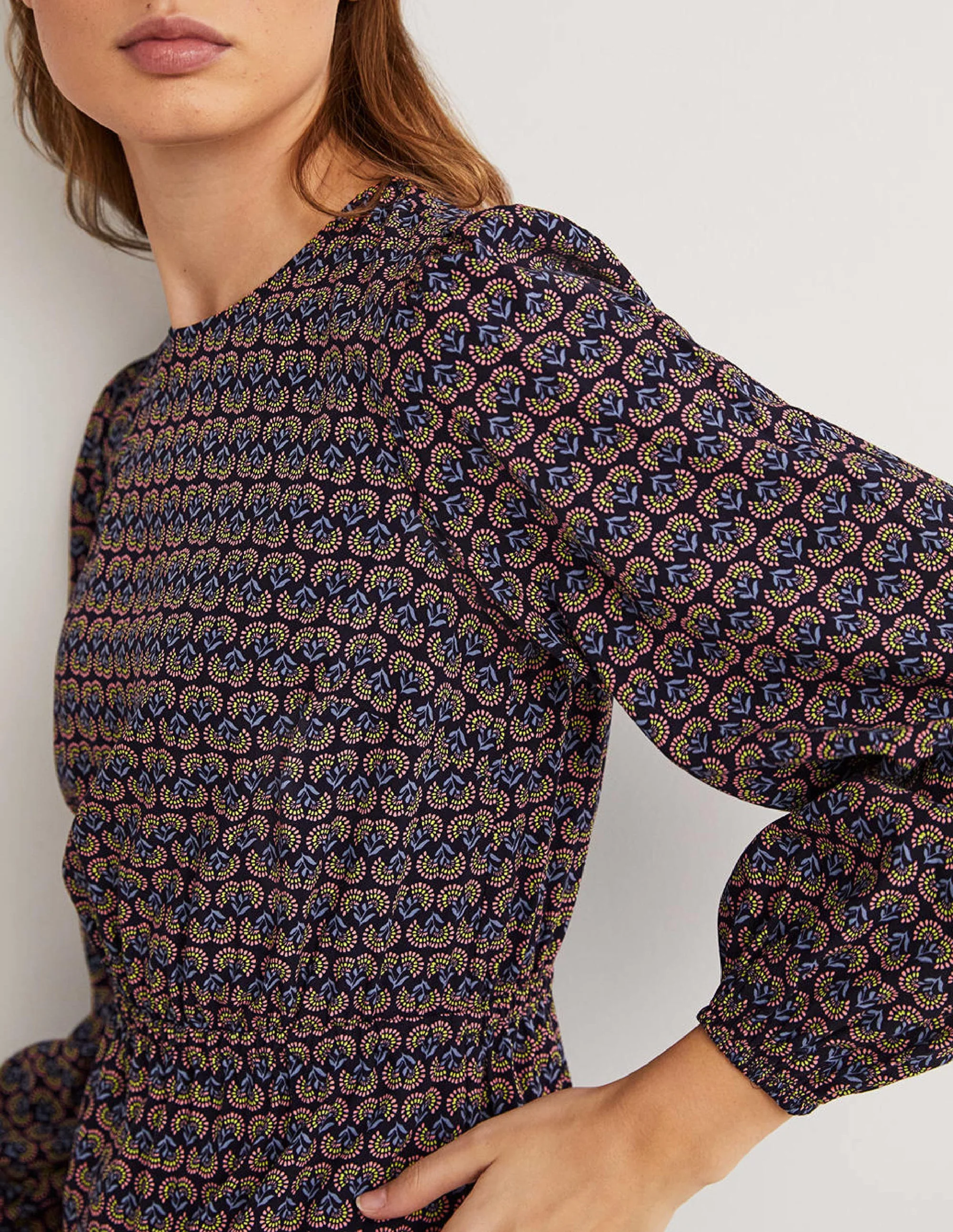 Crew Neck Dress-Navy, Dandelion Pop - Image 2