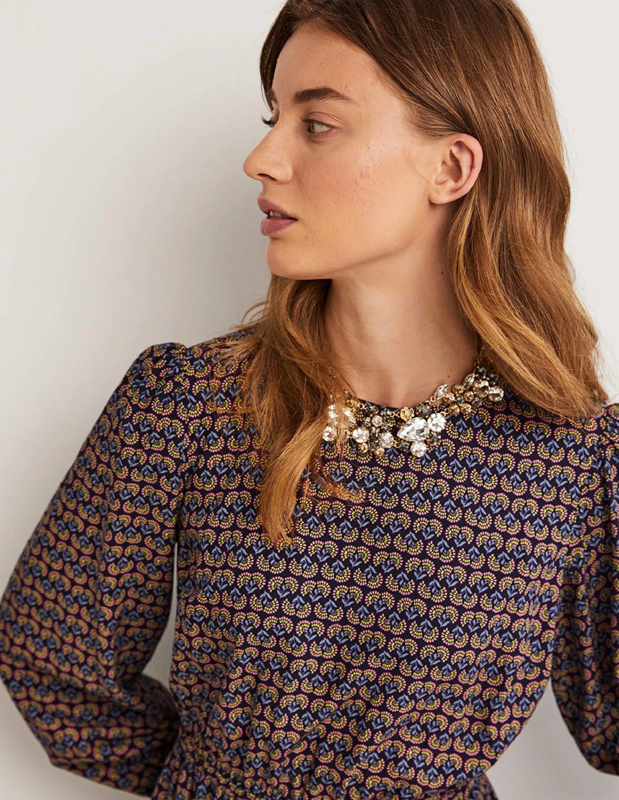 Crew Neck Dress-Navy, Dandelion Pop - Image 4