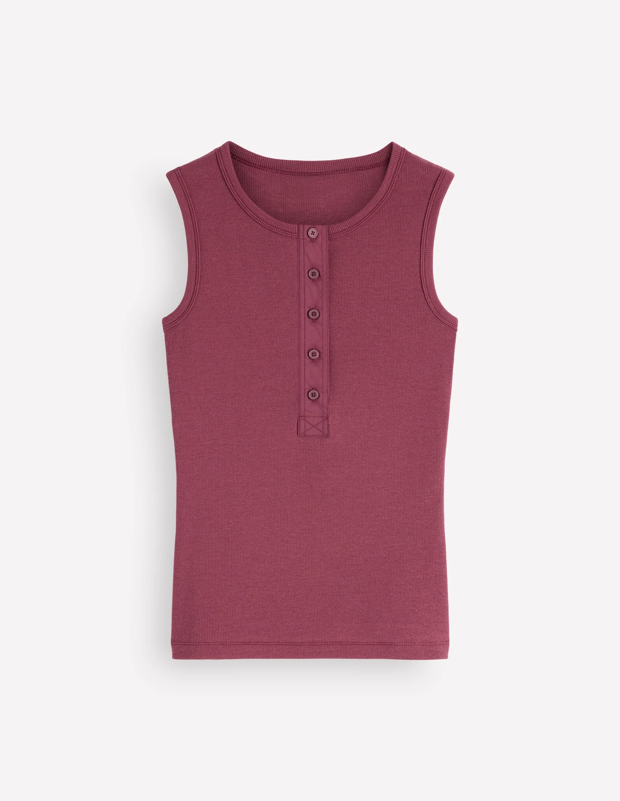 Crew Neck Henley Tank-Maroon - Image 6