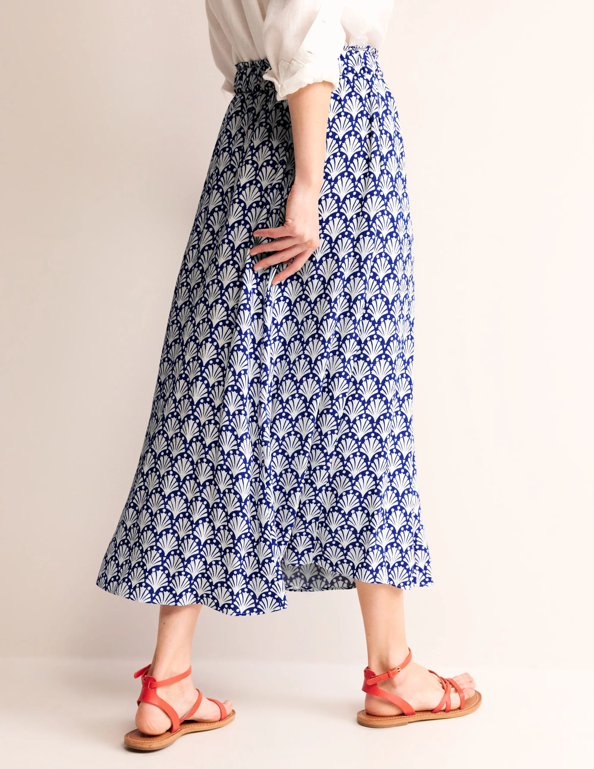 Crinkle Midi Skirt-Surf the Web, Ivory Shells - Image 3