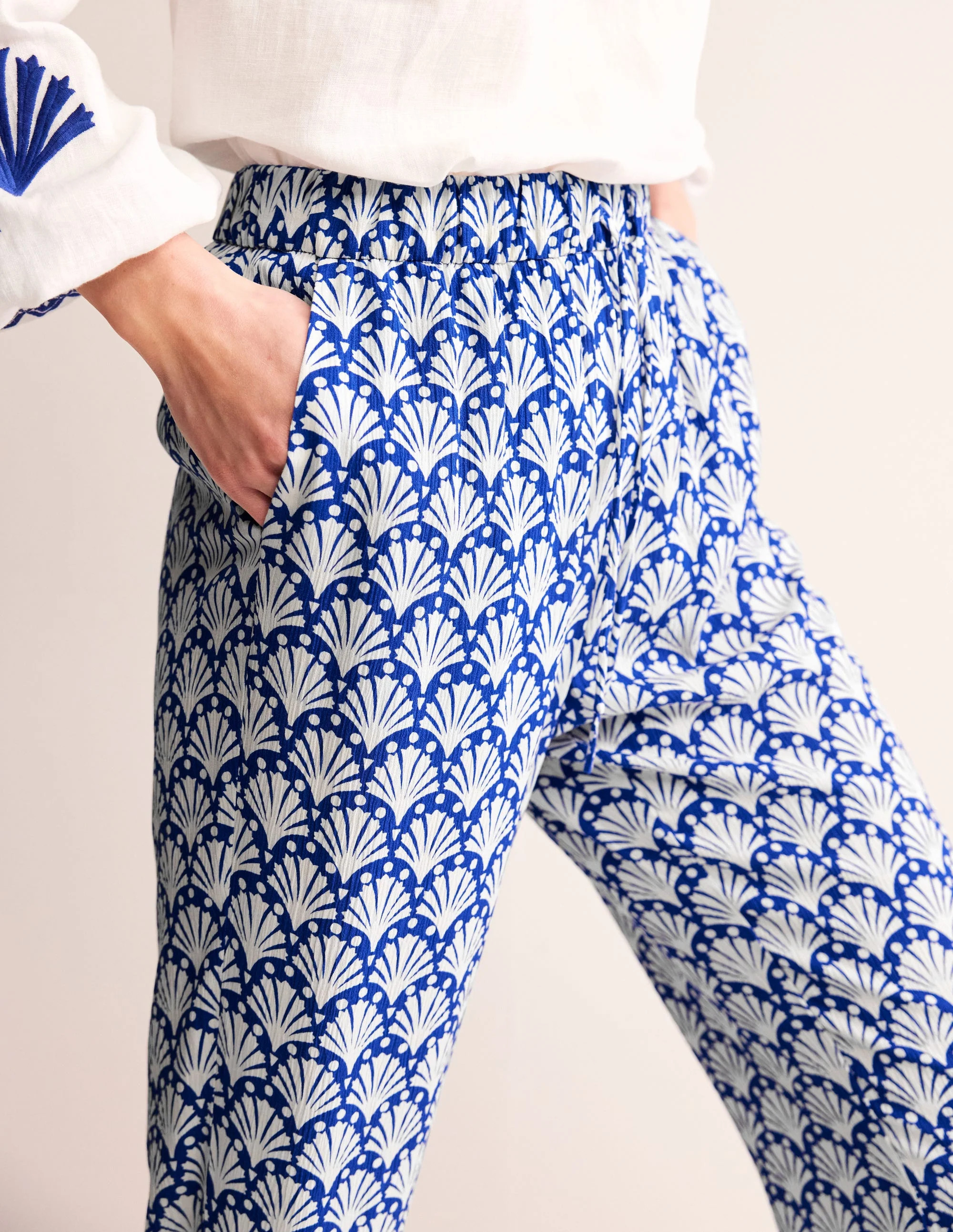 Crinkle Tapered Pants-Surf the Web and Ivory, Shells - Image 2