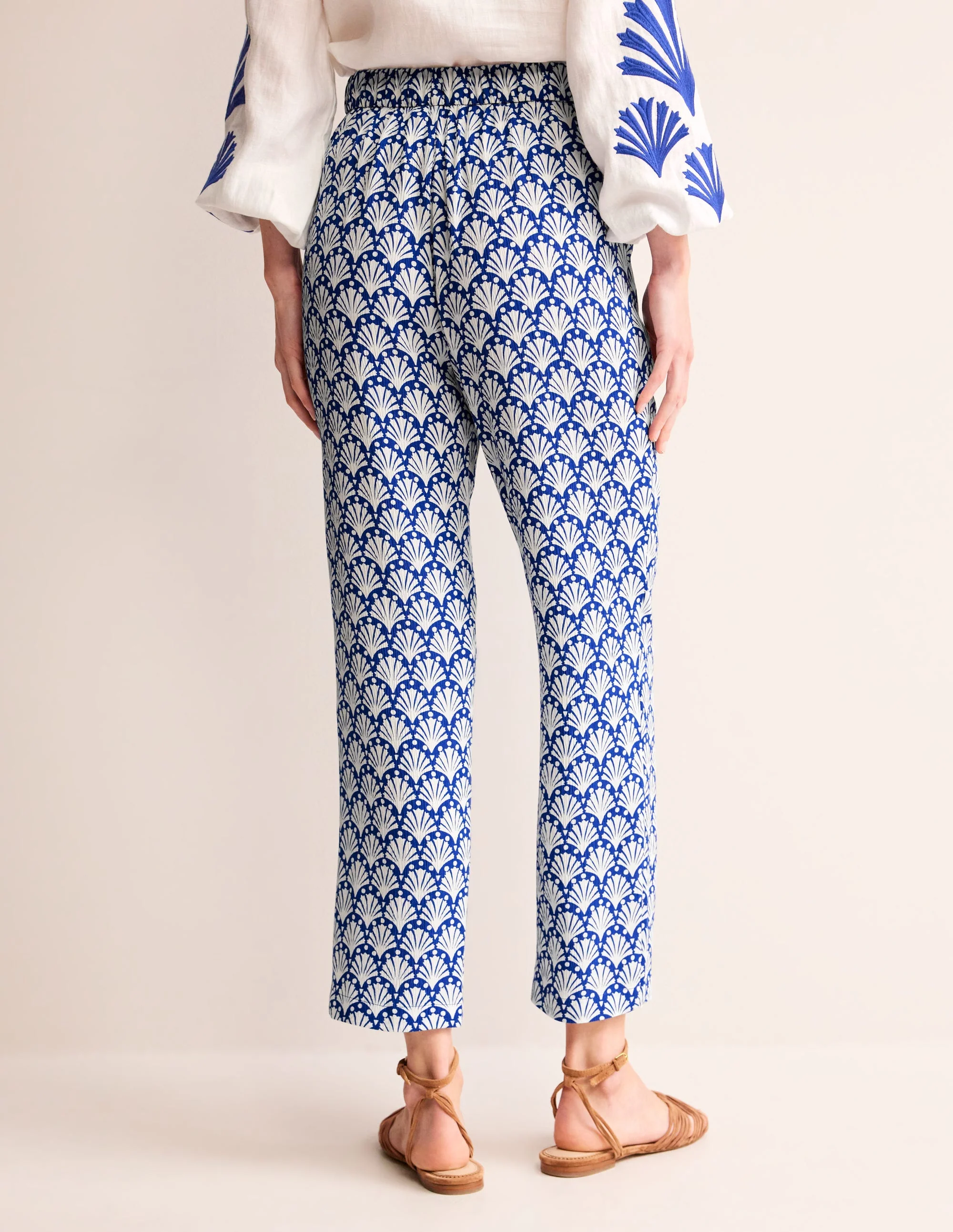 Crinkle Tapered Pants-Surf the Web and Ivory, Shells - Image 3