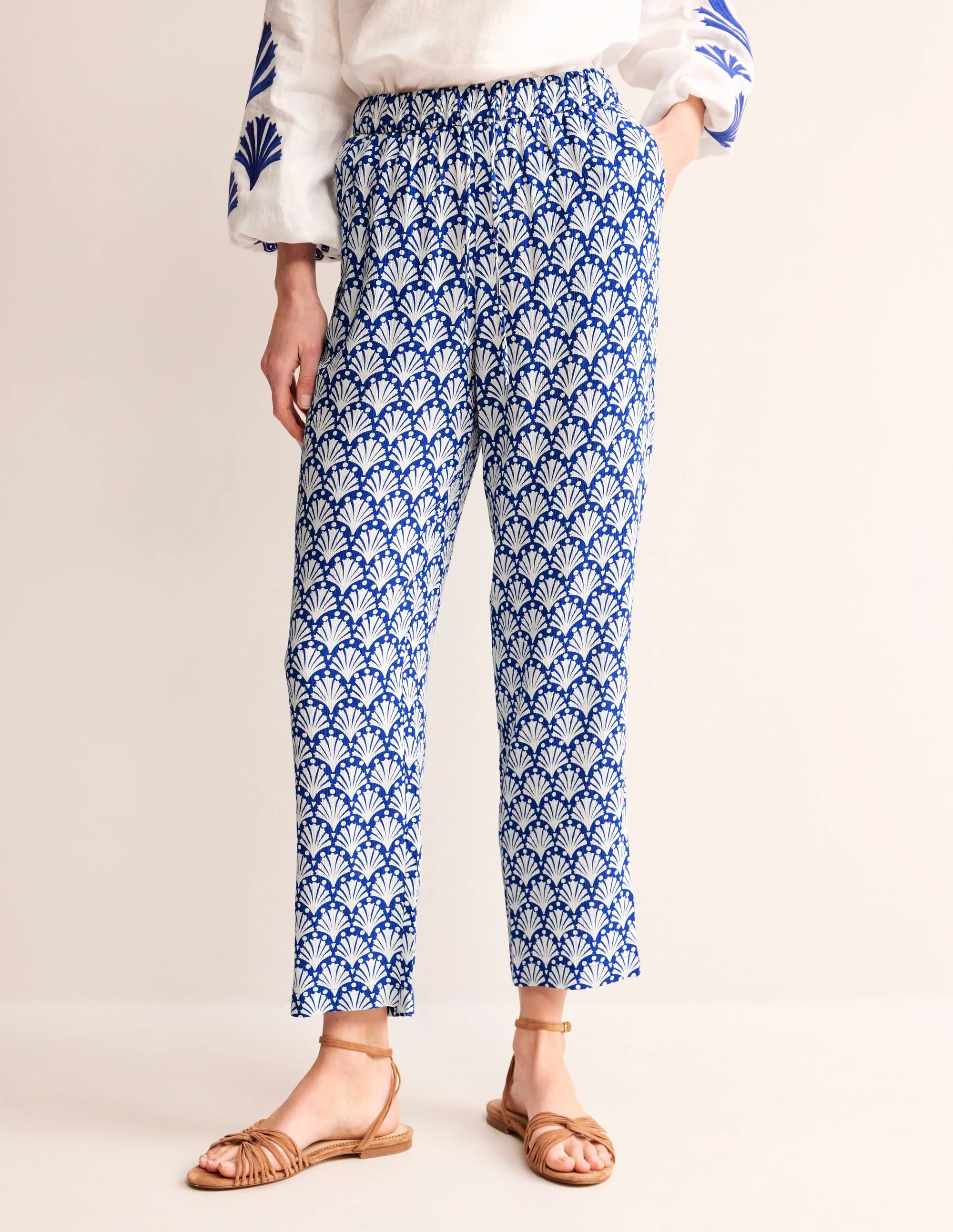 Crinkle Tapered Pants-Surf the Web and Ivory, Shells - Image 4