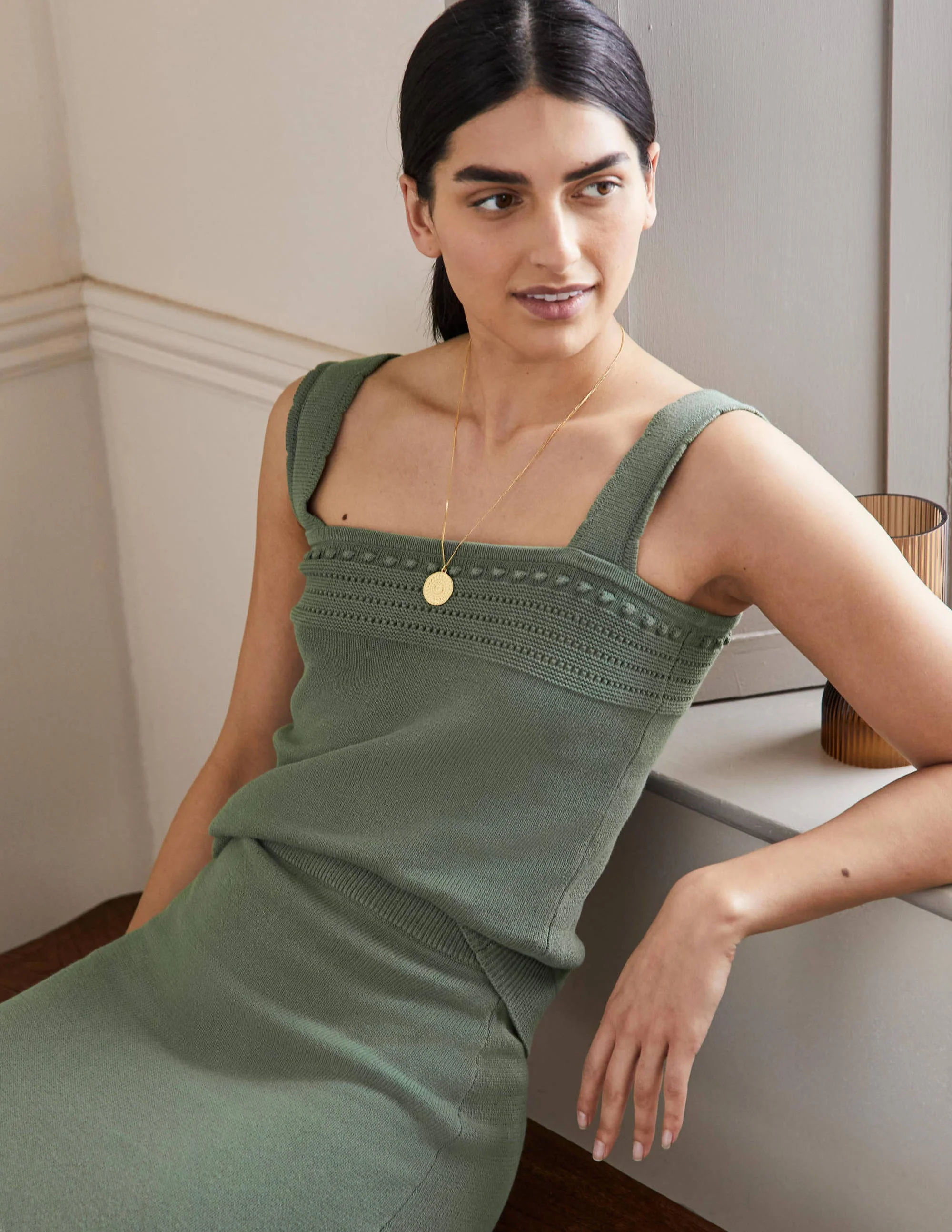 Crochet Detail Knitted Tank-Alder