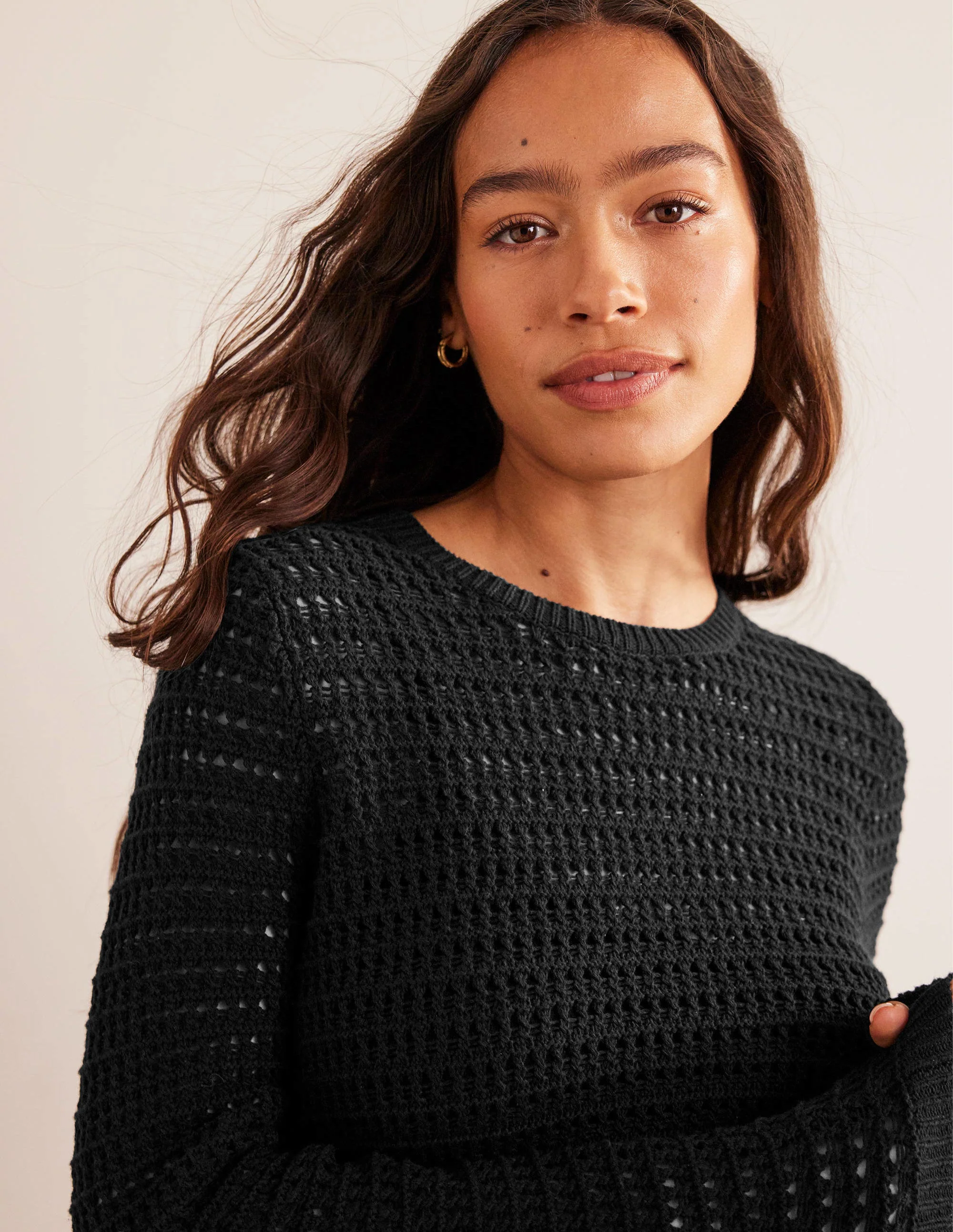 Crochet Knit Dress-Black - Image 2