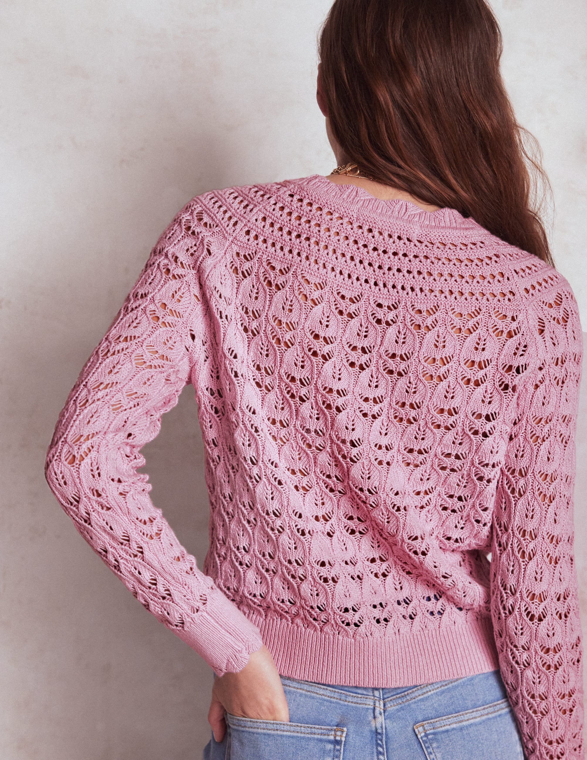 Crochet Mix Stitch Sweater-Formica Pink - Image 3