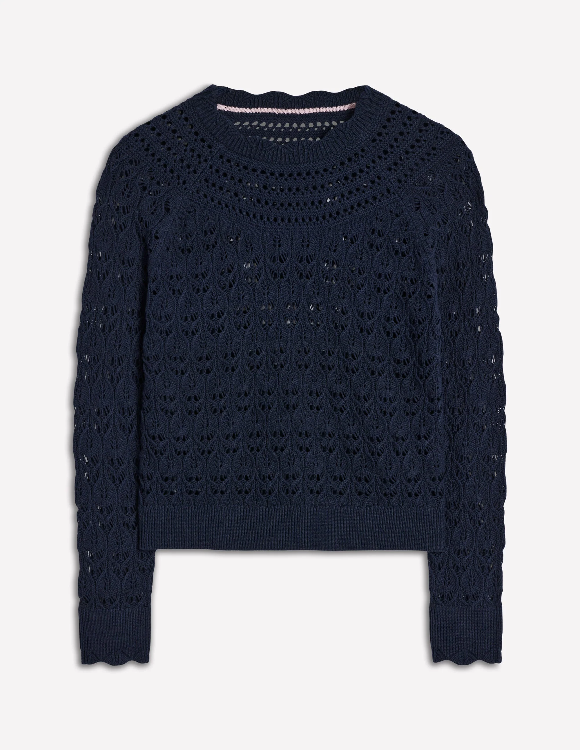 Crochet Mix Stitch Sweater-Navy - Image 6