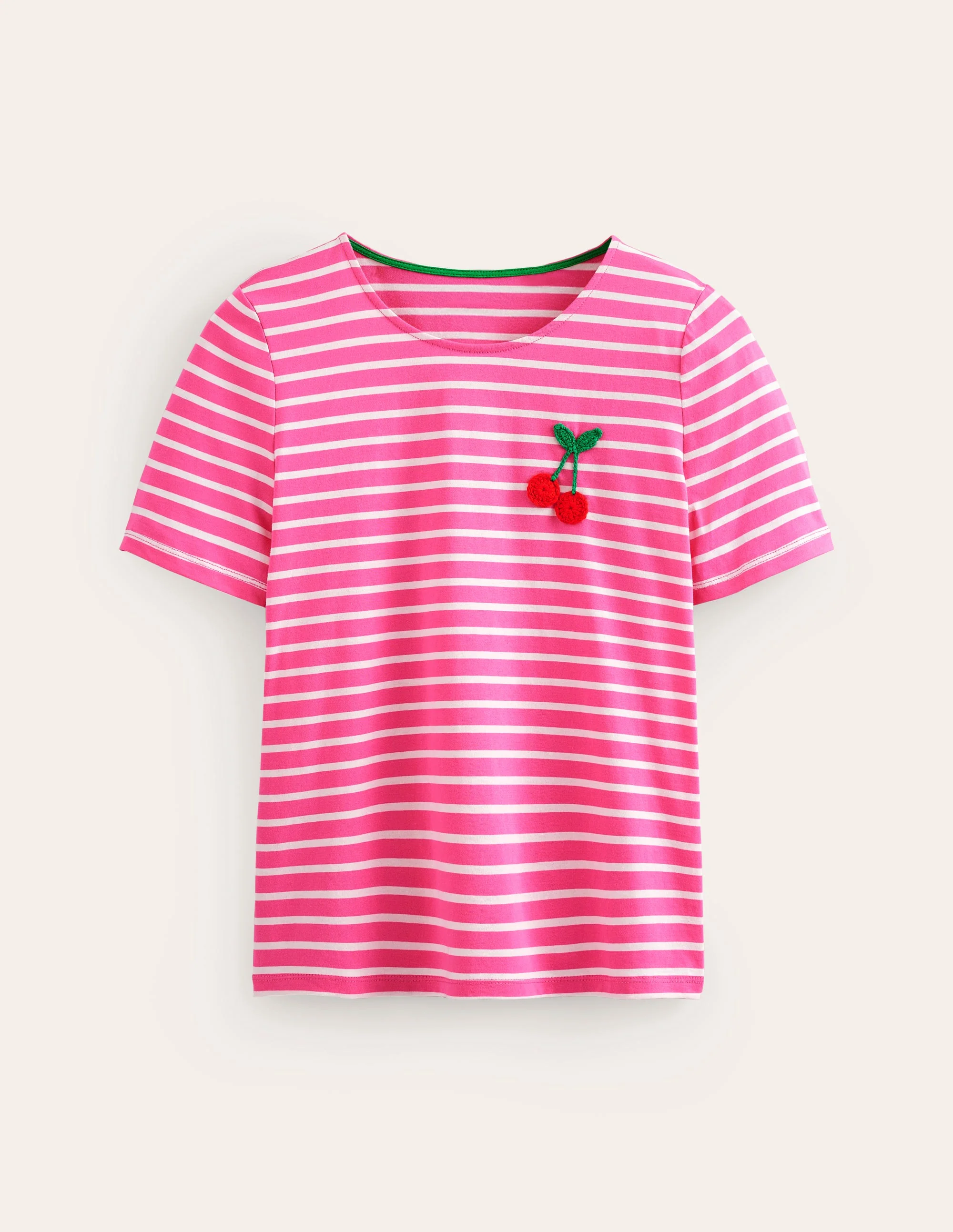 Crochet T-shirt-Pink, Ivory Cherries - Image 6