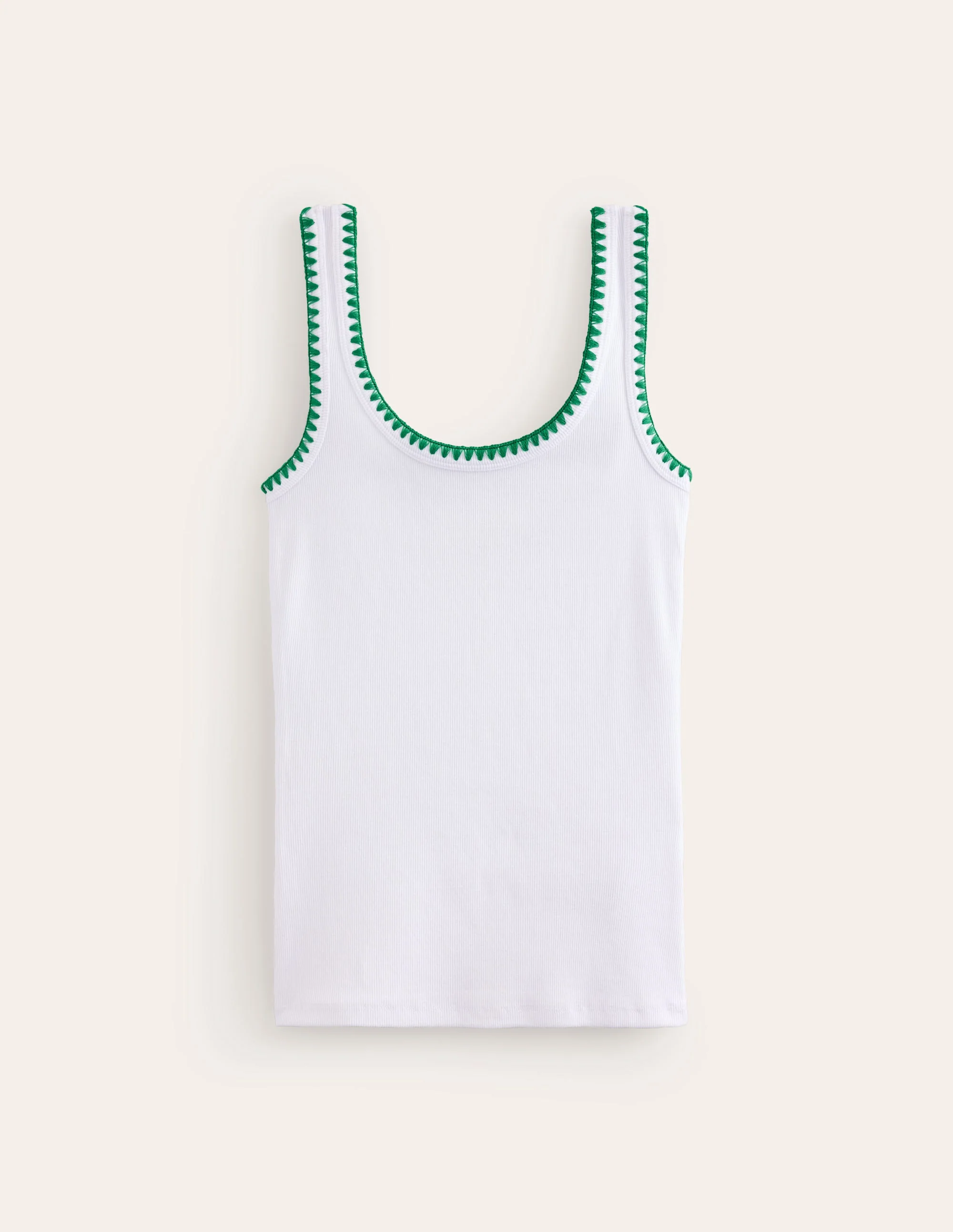 Crochet Trim Scoop Neck Vest-White - Image 6