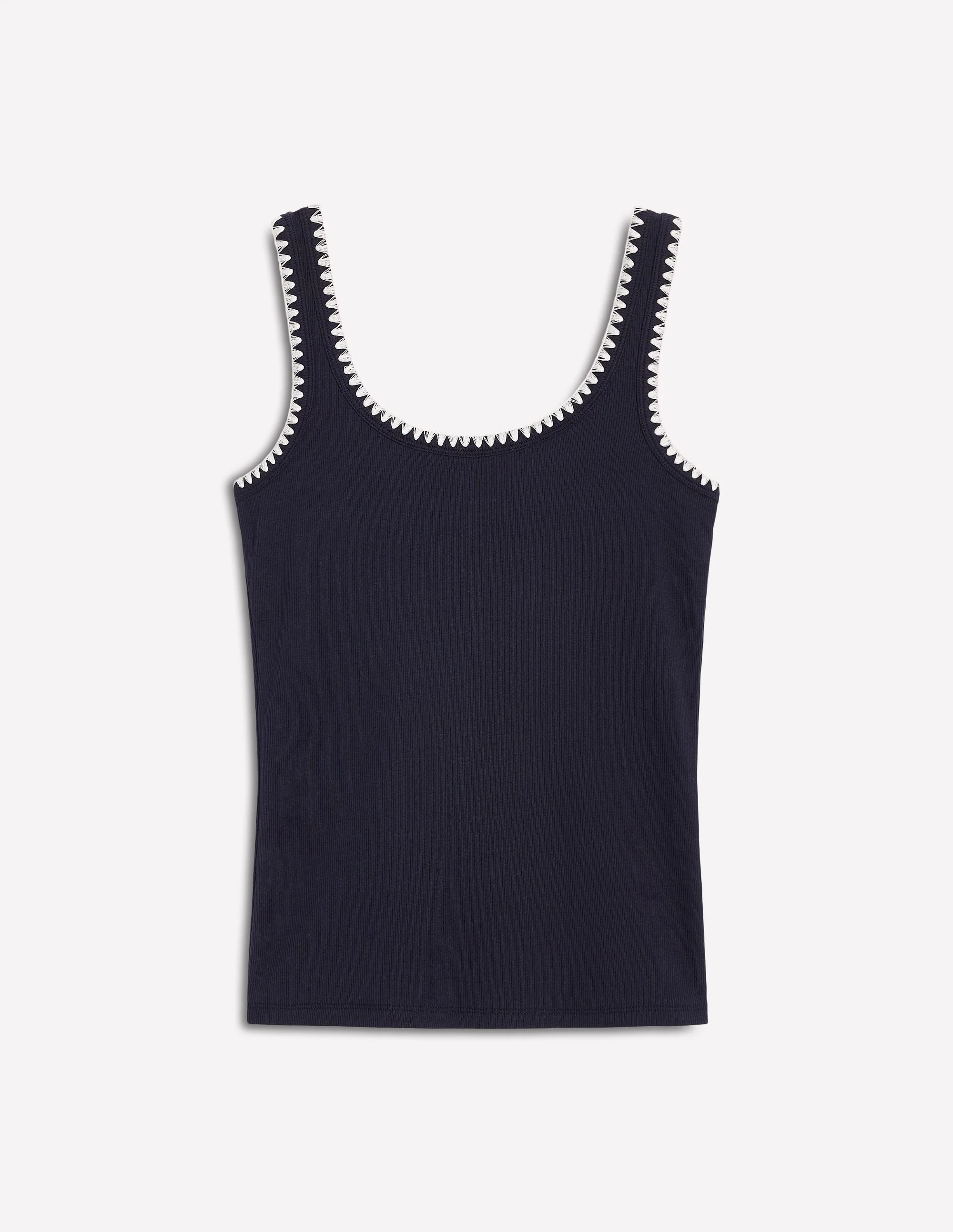 Crochet Trim Tank Top-Navy - Image 5
