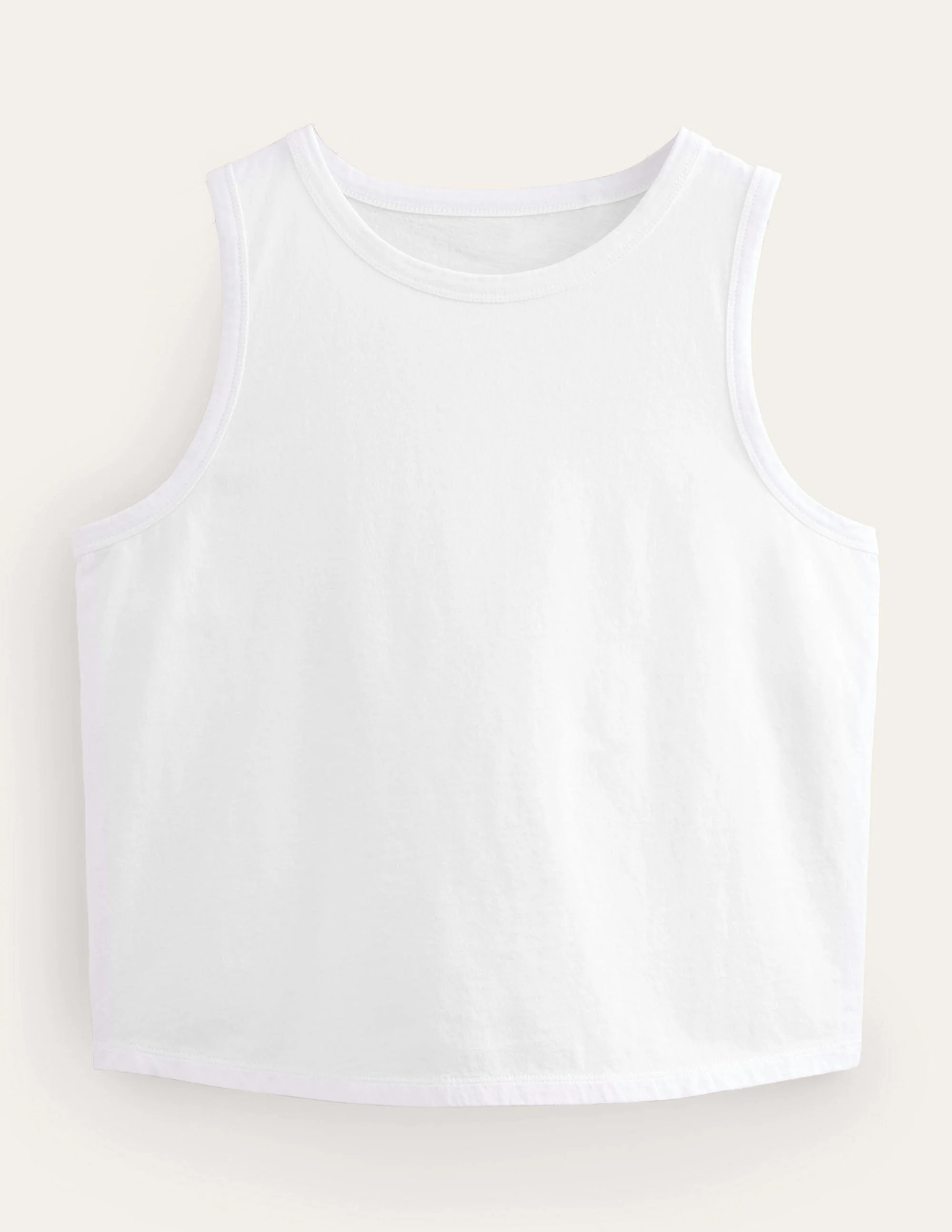 Cropped Cotton Tank-White - Image 5