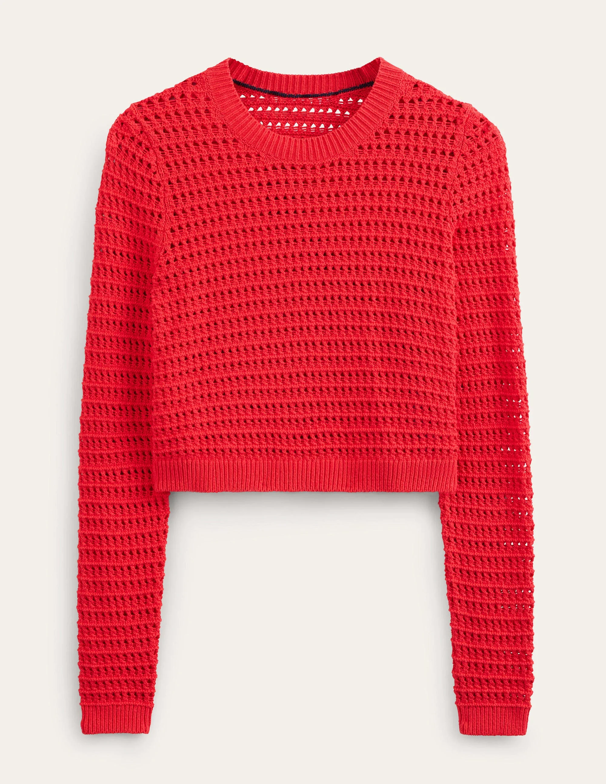 Cropped Crochet Sweater-High Risk Red - Image 5