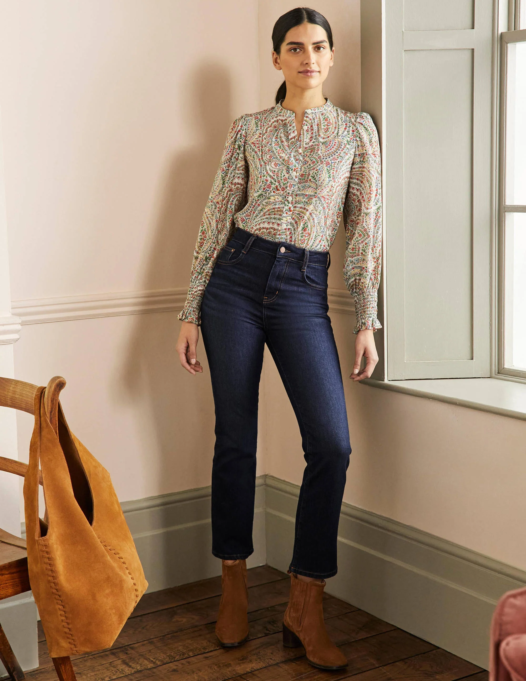 Cropped Flare Jeans-Indigo - Image 5
