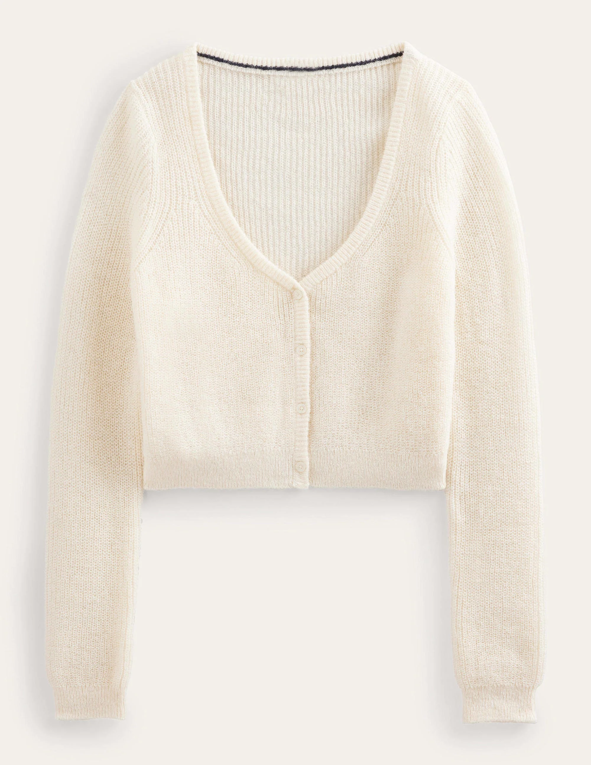 Cropped Fluffy Cardigan-Warm Ivory - Image 5