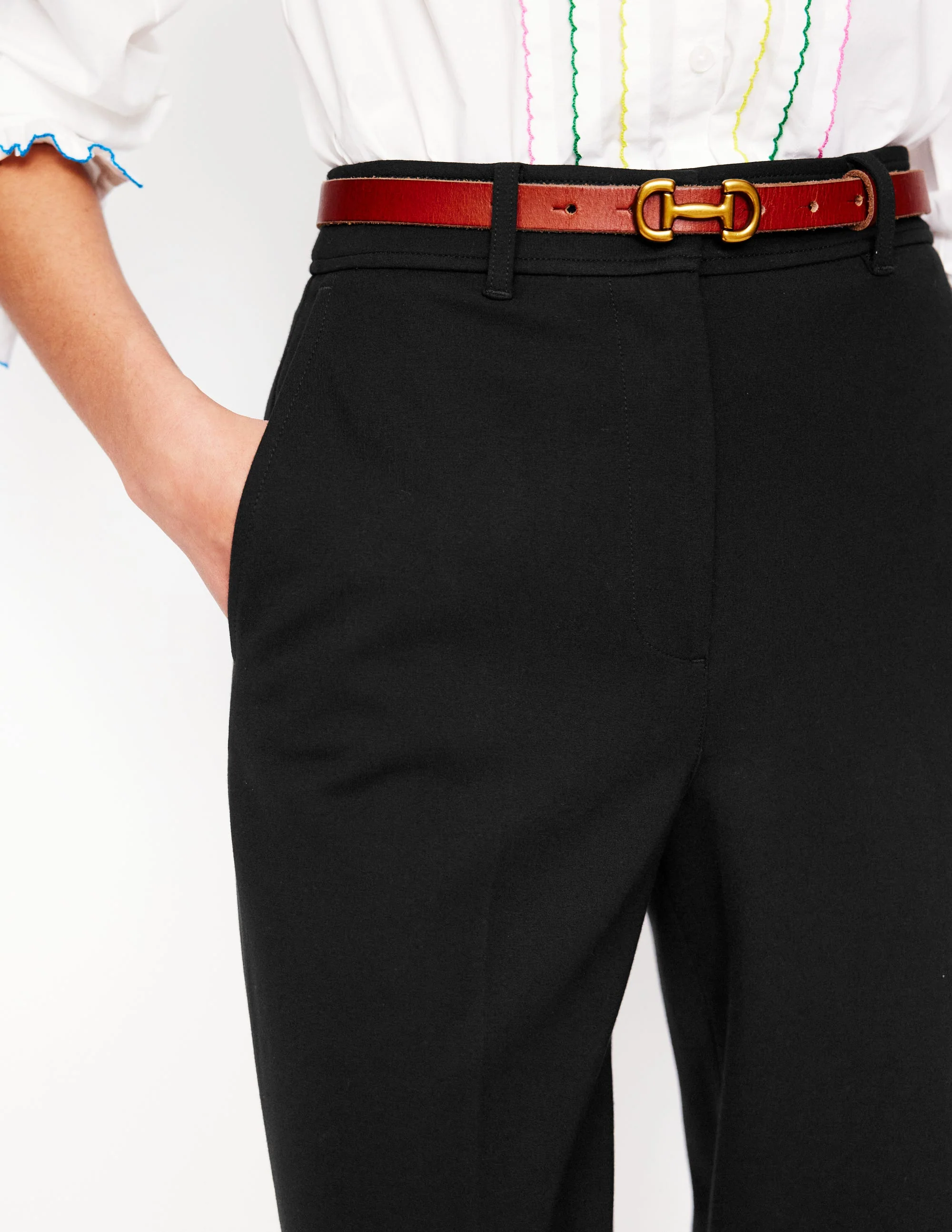 Cropped Ponte Pants-Black - Image 2