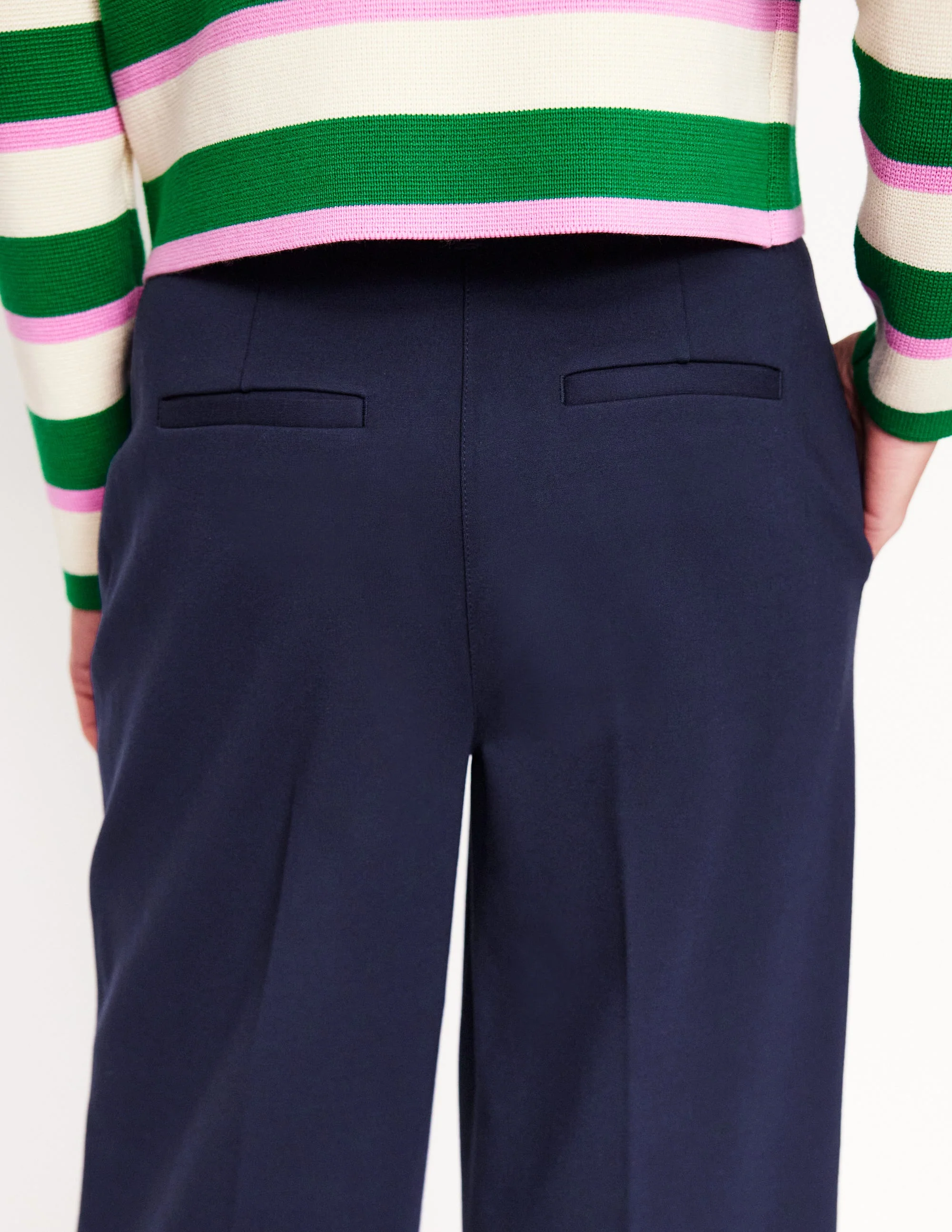 Cropped Ponte Pants-Navy - Image 3