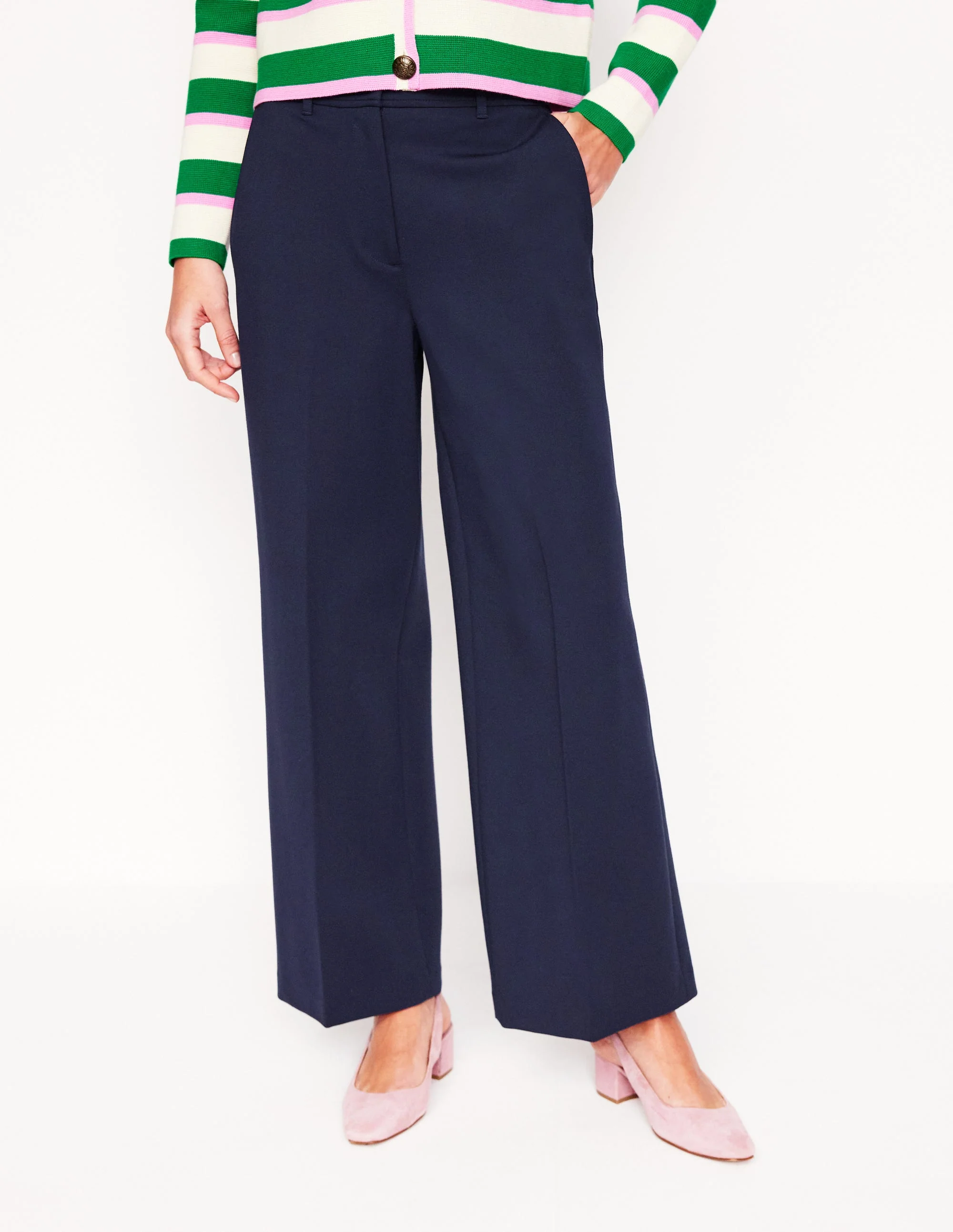 Cropped Ponte Pants-Navy - Image 4
