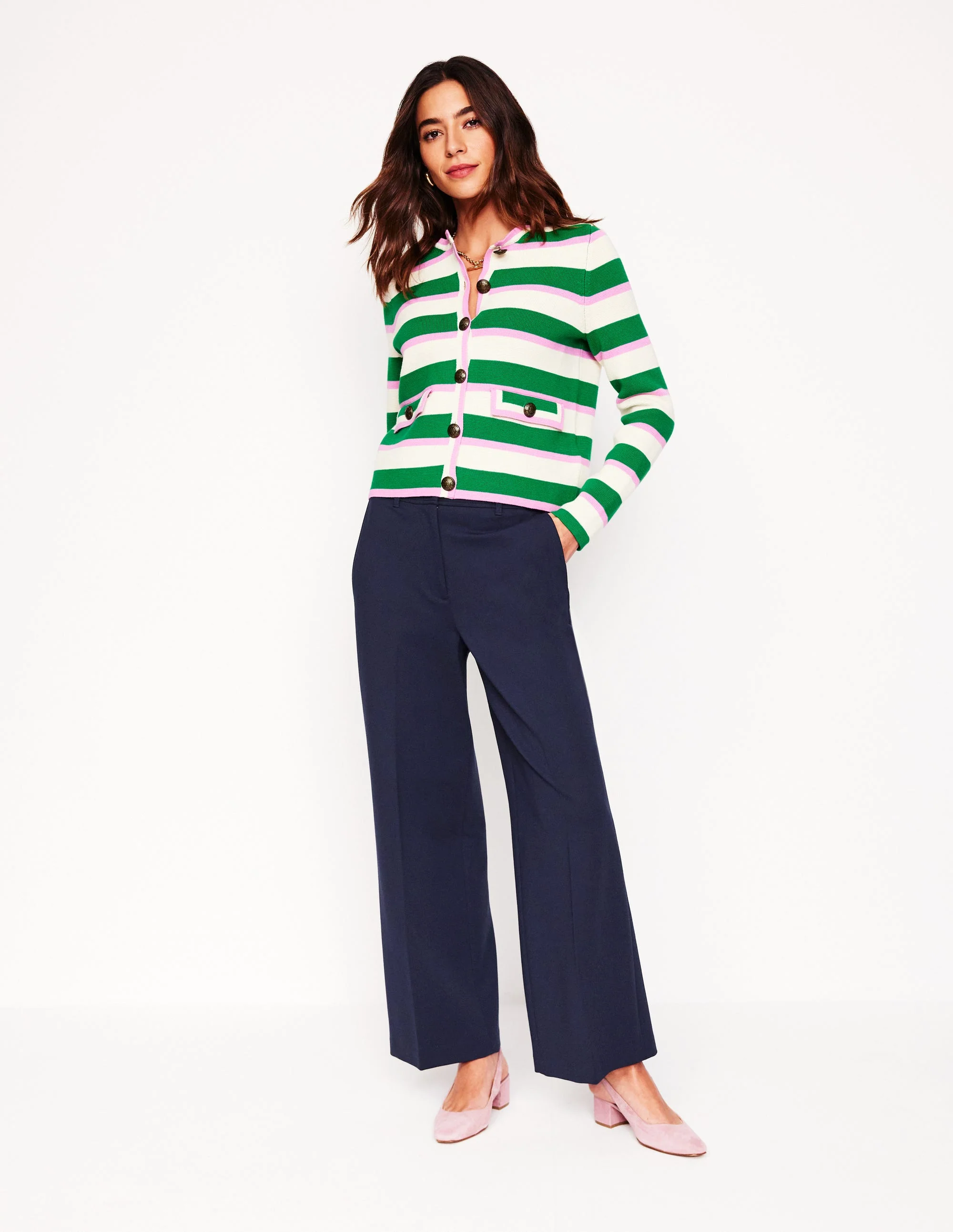 Cropped Ponte Pants-Navy - Image 5