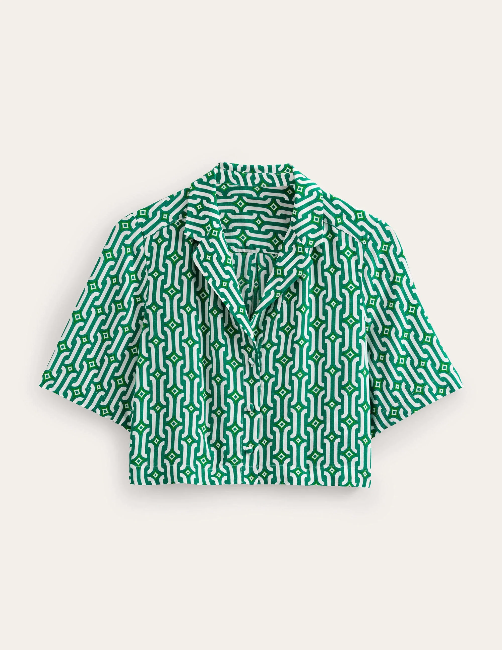 Cropped Revere Shirt-Green, Azure Geo - Image 5