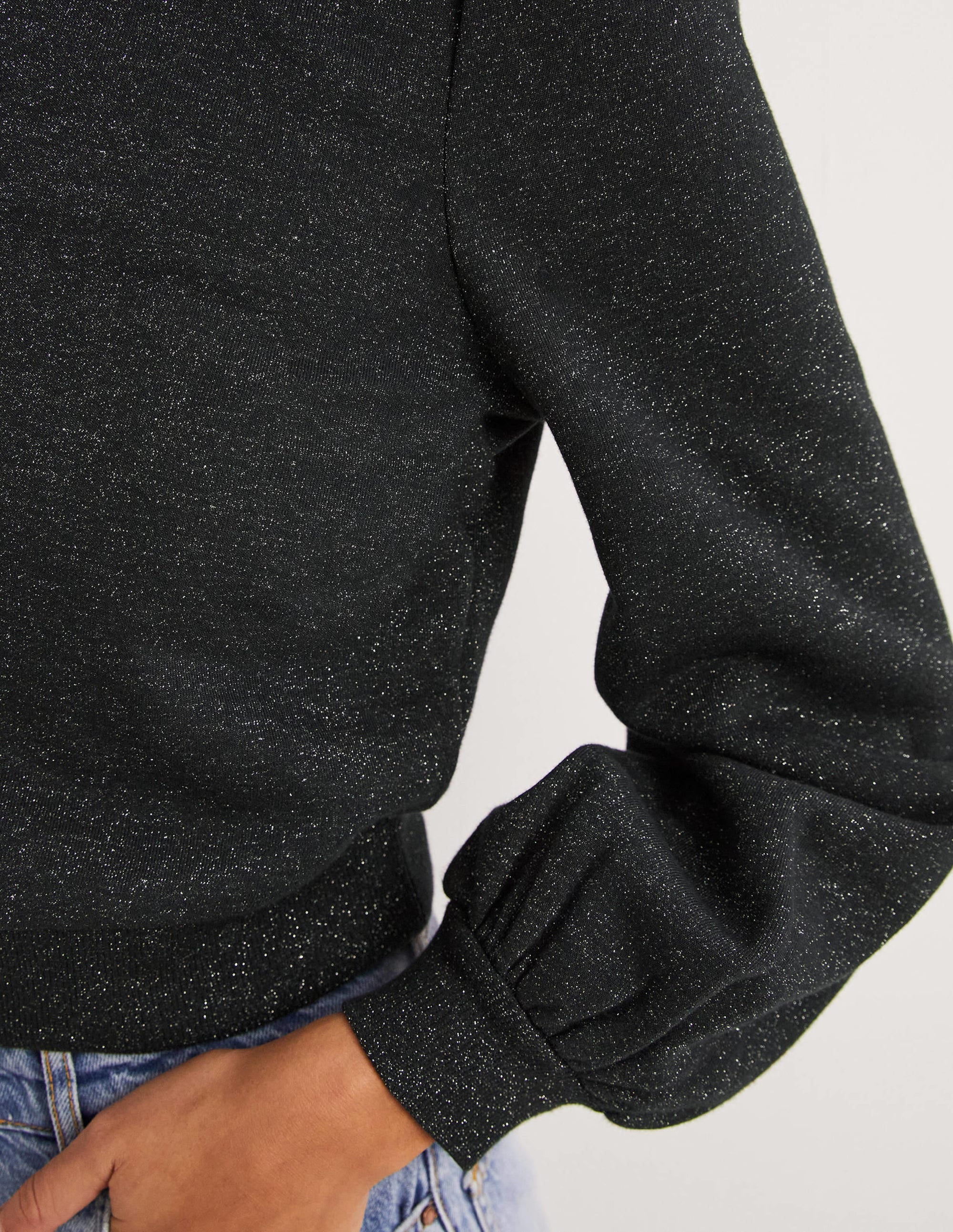 Cropped Sparkle Sweatshirt-Black, Sparkle - Image 2