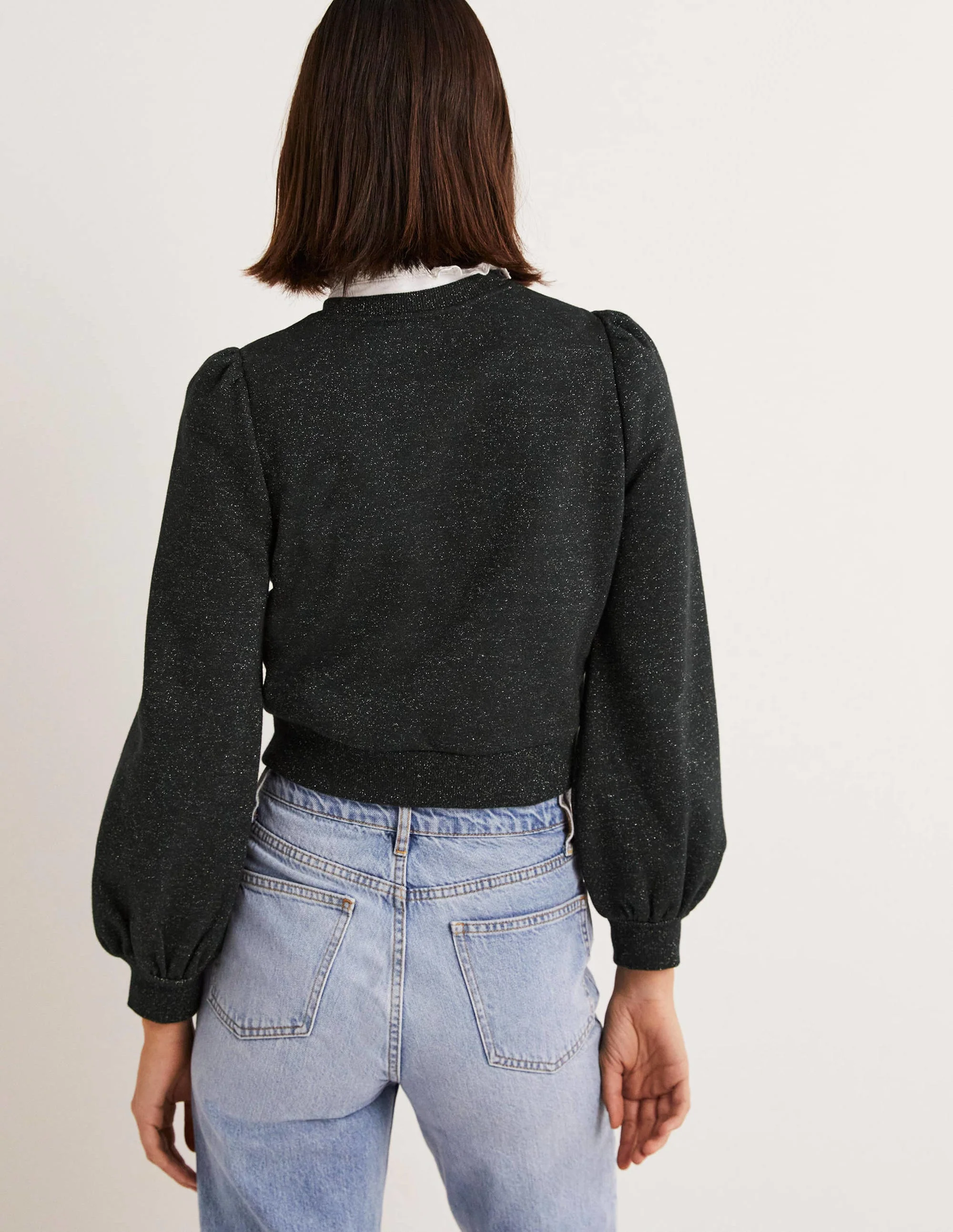 Cropped Sparkle Sweatshirt-Black, Sparkle - Image 3