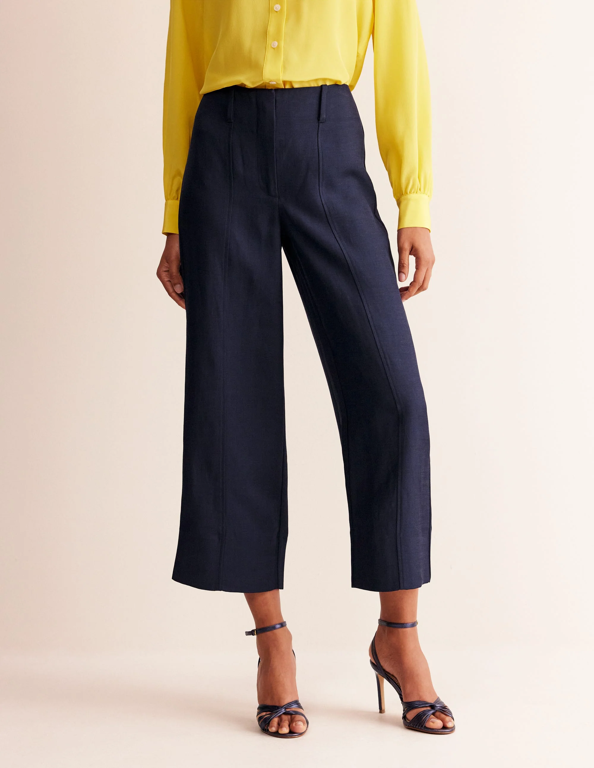 Cropped Twill Pants-Navy - Image 4